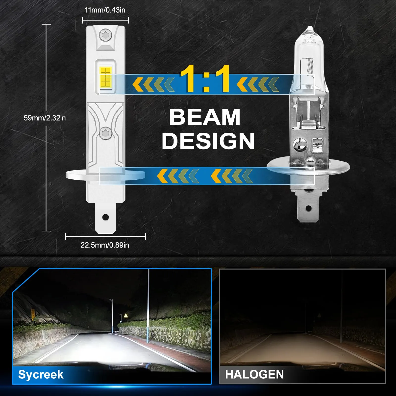 Sycreek H1 LED Lampadine, 30000LM 6500K Bianco Freddo 12V per Auto e Moto, Mini Plug-n-Play - immagine 4