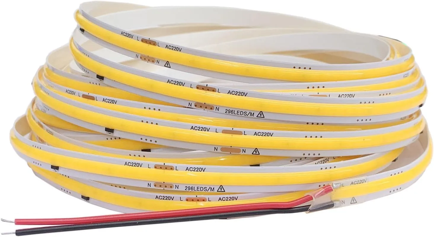TOPXCDZ Striscia LED COB 220V Smart IC, 296 LED/m, RA90, Bianco Naturale 4000K, 3m - immagine 1