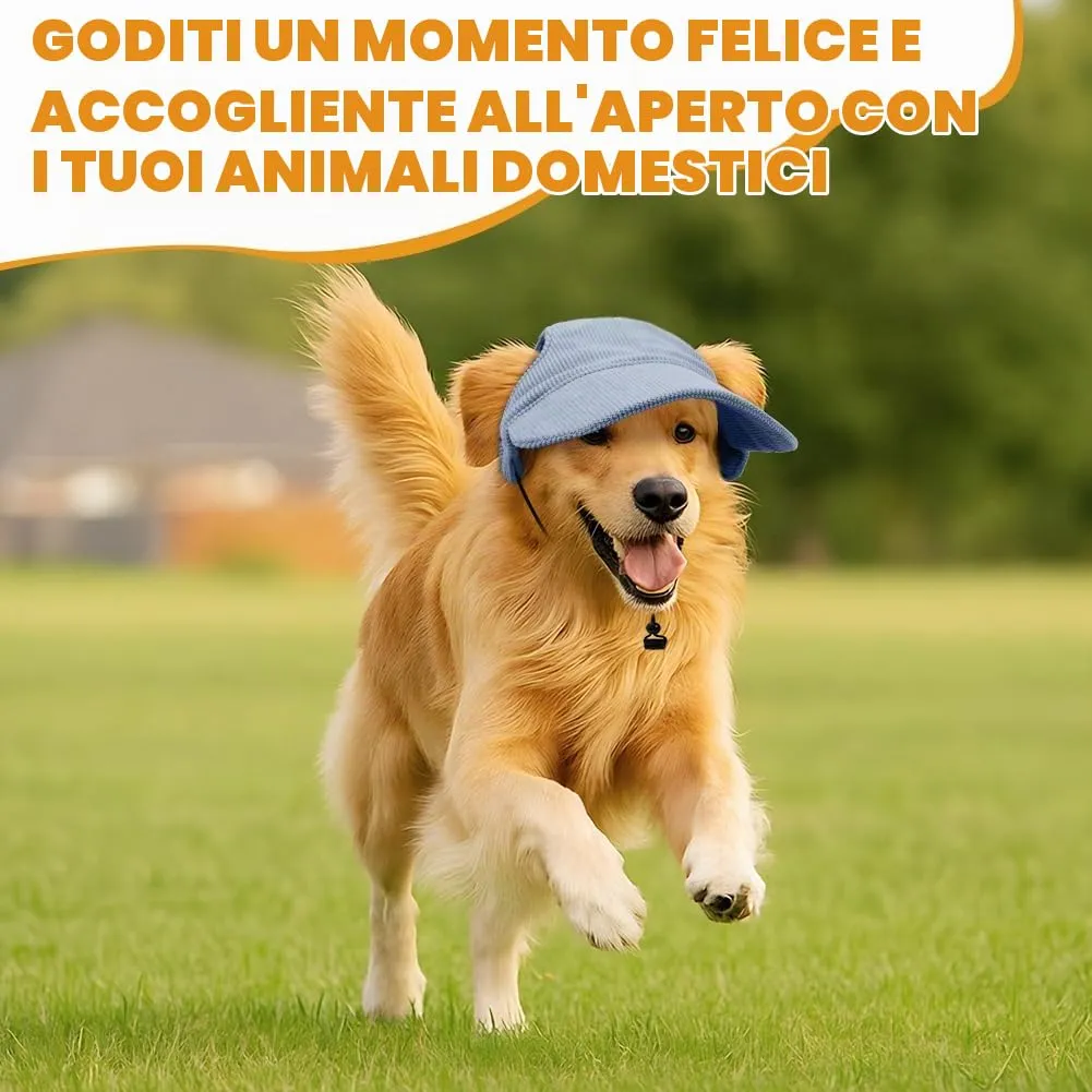 OFFCUP Berretto da Baseball per Cani Regolabile con Fori per Orecchie e Protezione Solare, Blu, Taglia L - immagine 6