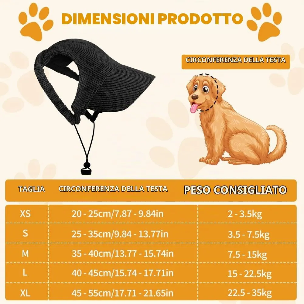 OFFCUP Berretto da Baseball per Cani Regolabile con Fori per Orecchie, Protezione Solare, Taglia M, Nero - immagine 2