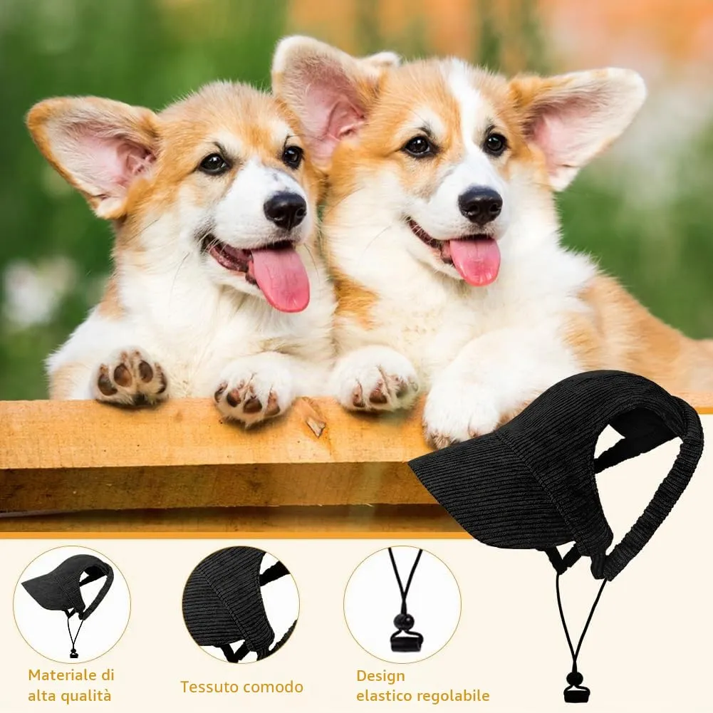 OFFCUP Berretto da Baseball per Cani Regolabile con Fori per Orecchie, Protezione Solare, Taglia M, Nero - immagine 3