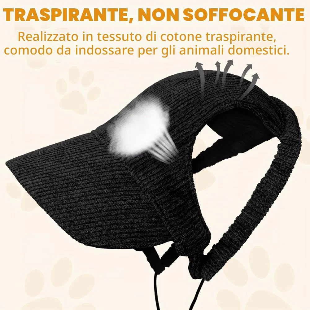 OFFCUP Berretto da Baseball per Cani Regolabile con Fori per Orecchie, Protezione Solare, Taglia M, Nero - immagine 4