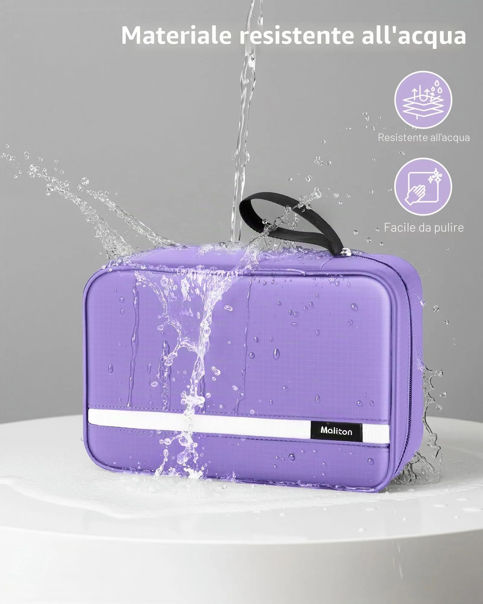 Maliton Borsa da toilette sospesa, Viola, 29 x 12 x 19 cm - immagine 4