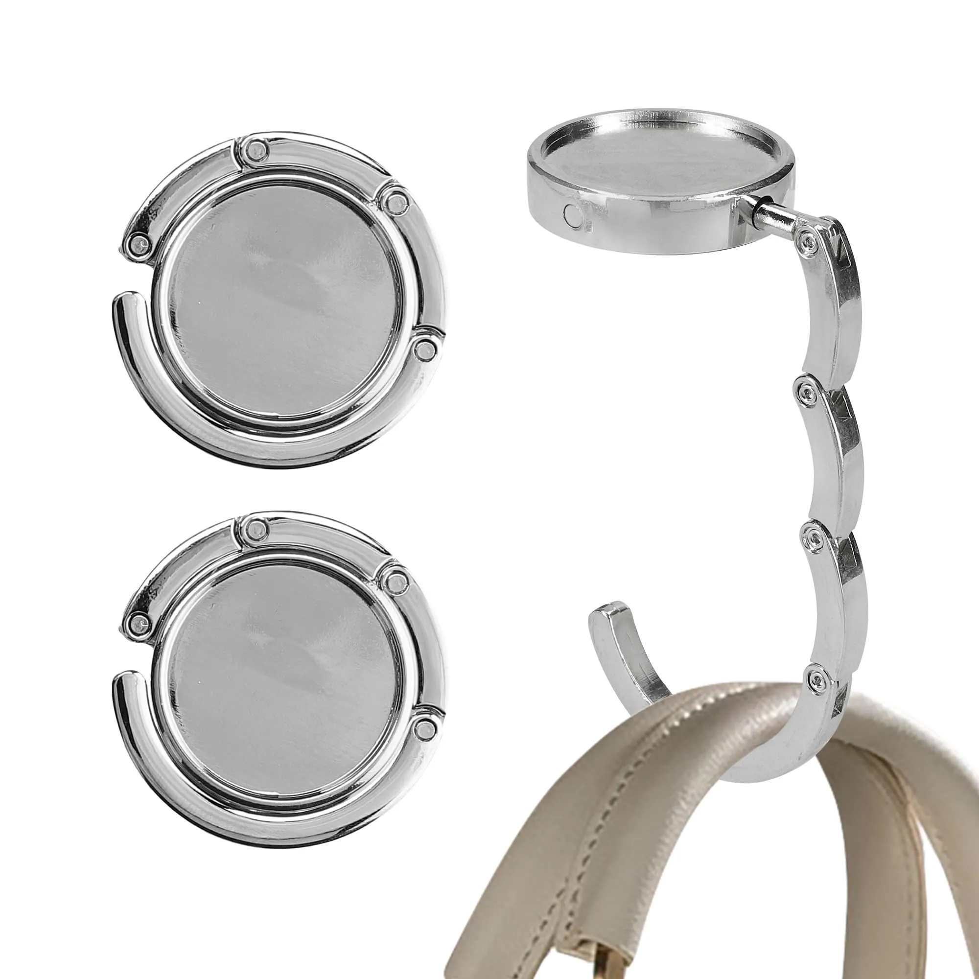 kwmobile Set 2x Gancio Borsa da Tavolo Pieghevole Antiscivolo, Argento - immagine 1