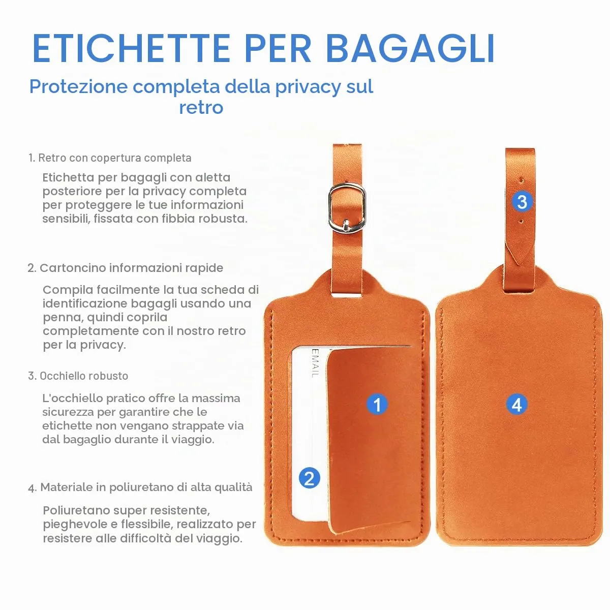 flintronic Viaggio Bagagli Tag, 2 Pezzi Etichette per Valigia - immagine 3