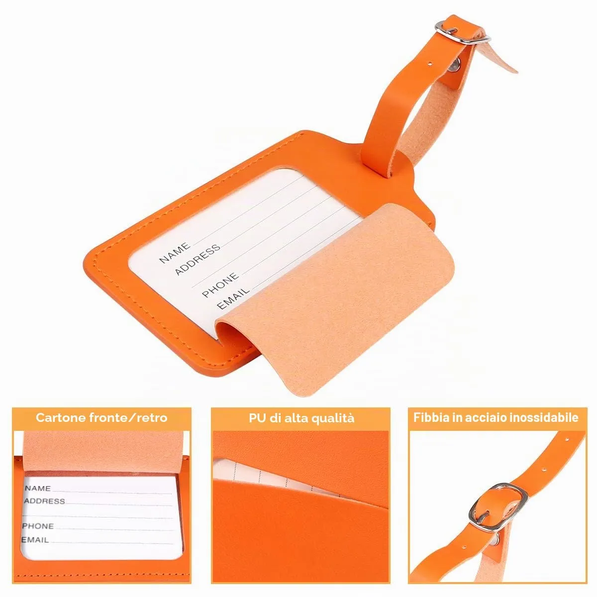 flintronic Viaggio Bagagli Tag, 2 Pezzi Etichette per Valigia - immagine 4