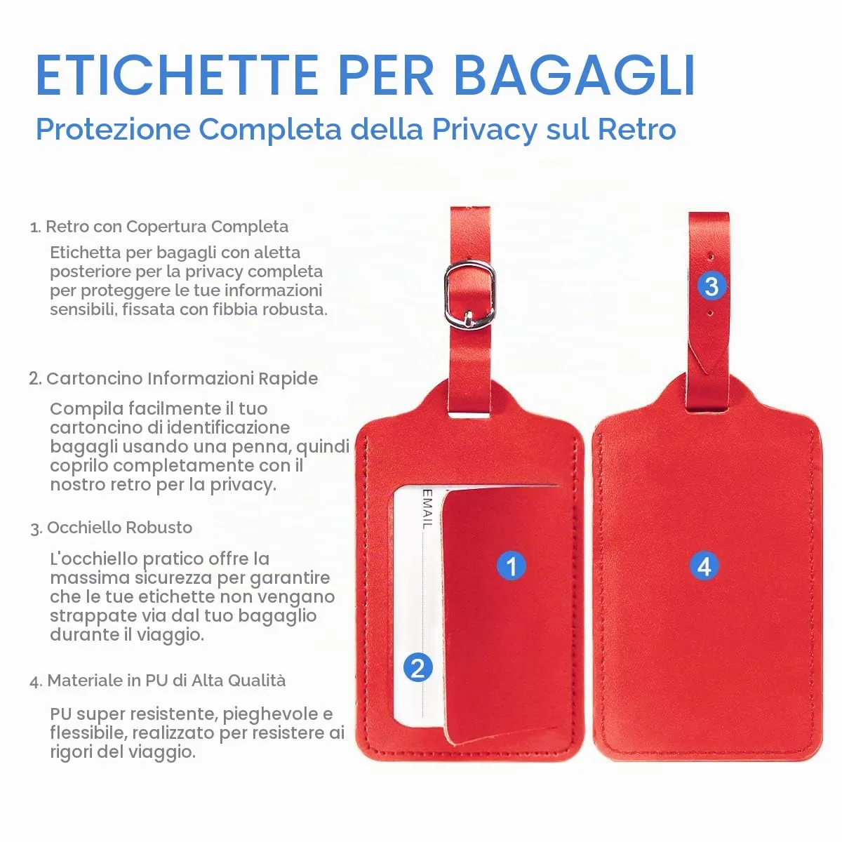 flintronic Viaggio Bagagli Tag, 2 Pezzi Etichette per Valigia - immagine 3