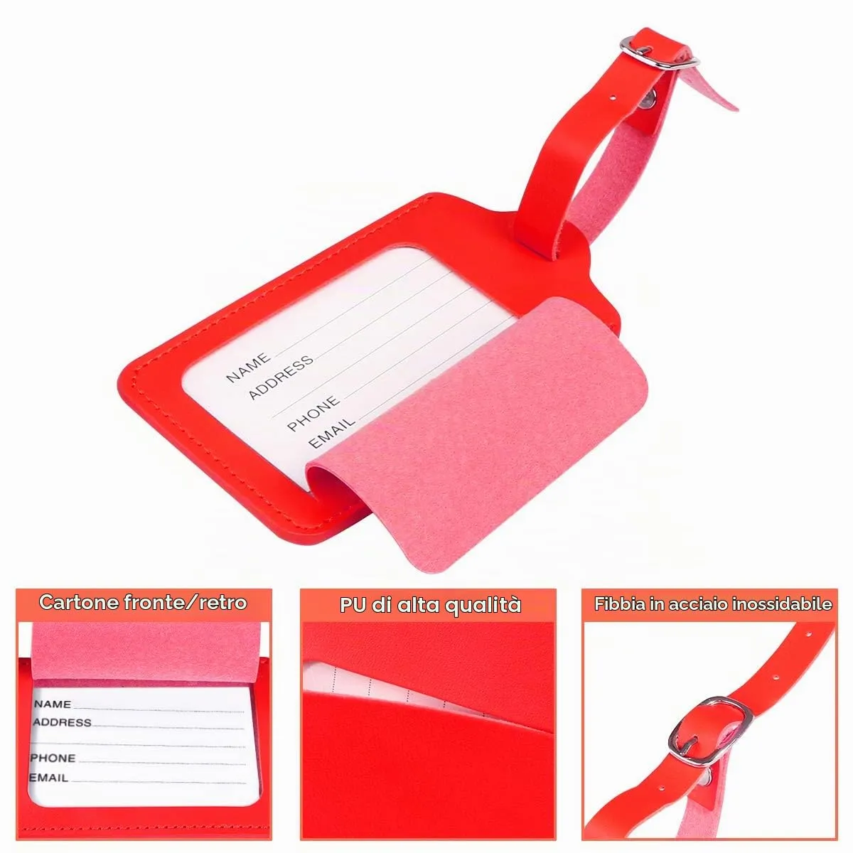 flintronic Viaggio Bagagli Tag, 2 Pezzi Etichette per Valigia - immagine 4