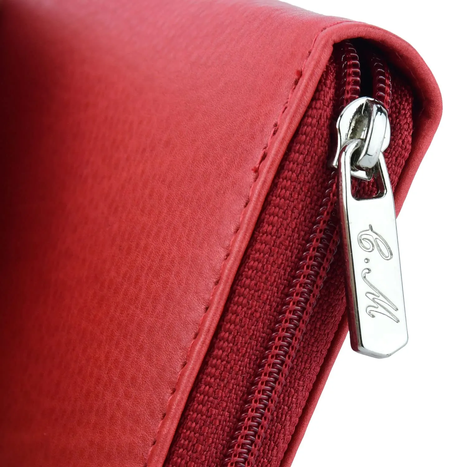CM Conte Massimo Portachiavi in Vera Pelle con Cerniera, Ganci e Tasche - Rosso Piccolo - immagine 7