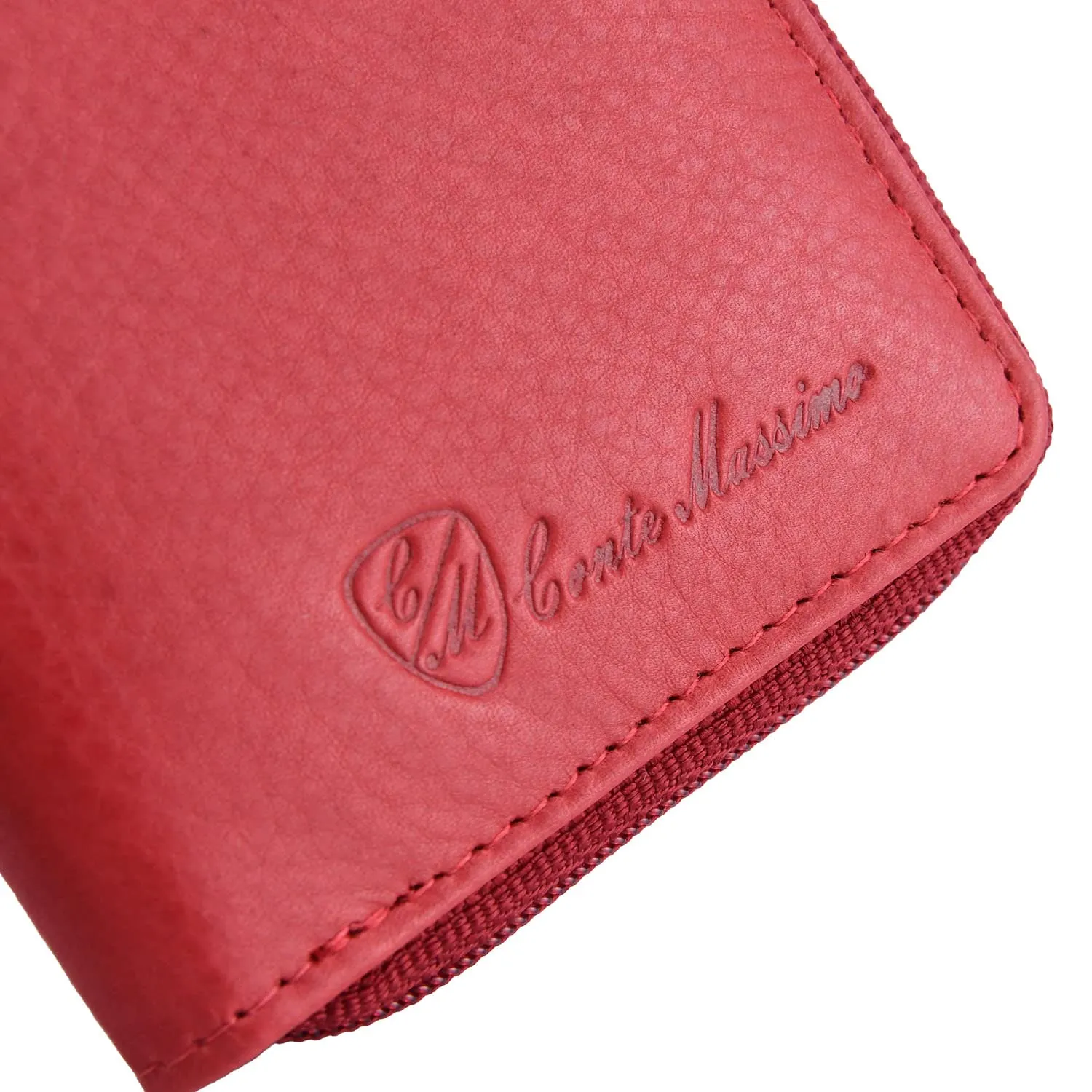 CM Conte Massimo Portachiavi in Vera Pelle con Cerniera, Ganci e Tasche - Rosso Piccolo - immagine 8