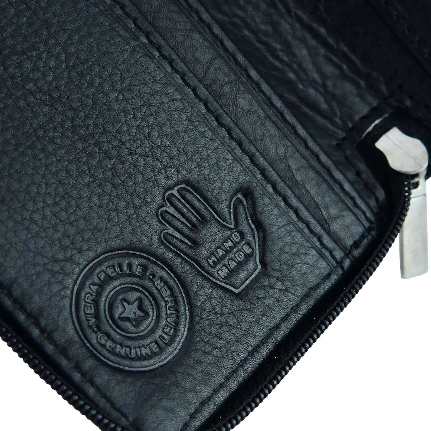 CM Conte Massimo Portachiavi in Vera Pelle con Cerniera, Ganci e Tasche - immagine 6