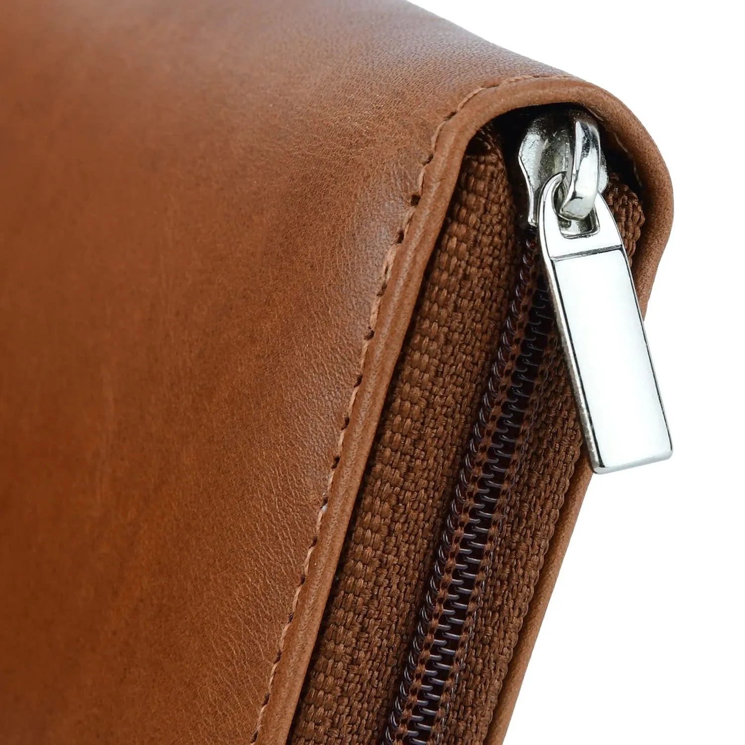 Conte Massimo Portachiavi in Vera Pelle con Cerniera, Ganci e Tasche (Marrone Piccolo) - immagine 7