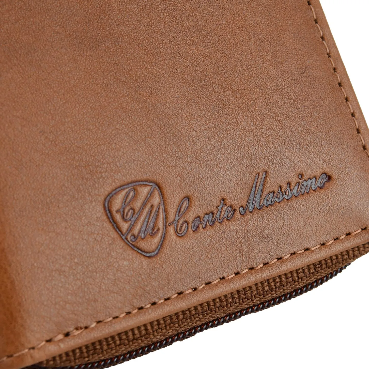 Conte Massimo Portachiavi in Vera Pelle con Cerniera, Ganci e Tasche (Marrone Piccolo) - immagine 8
