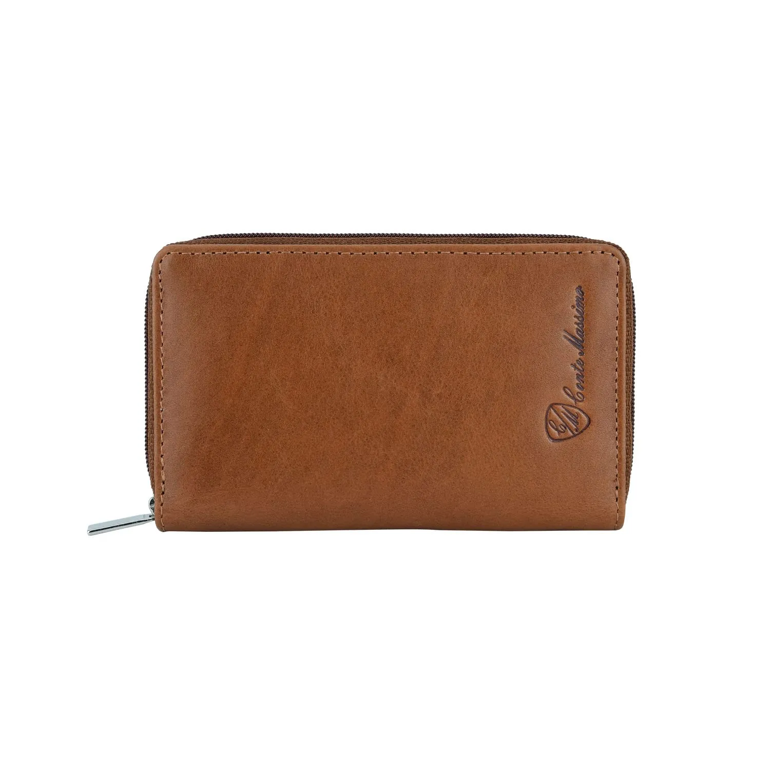 Conte Massimo Portachiavi in Vera Pelle con Cerniera, Ganci e Tasche (Marrone Piccolo) - immagine 9