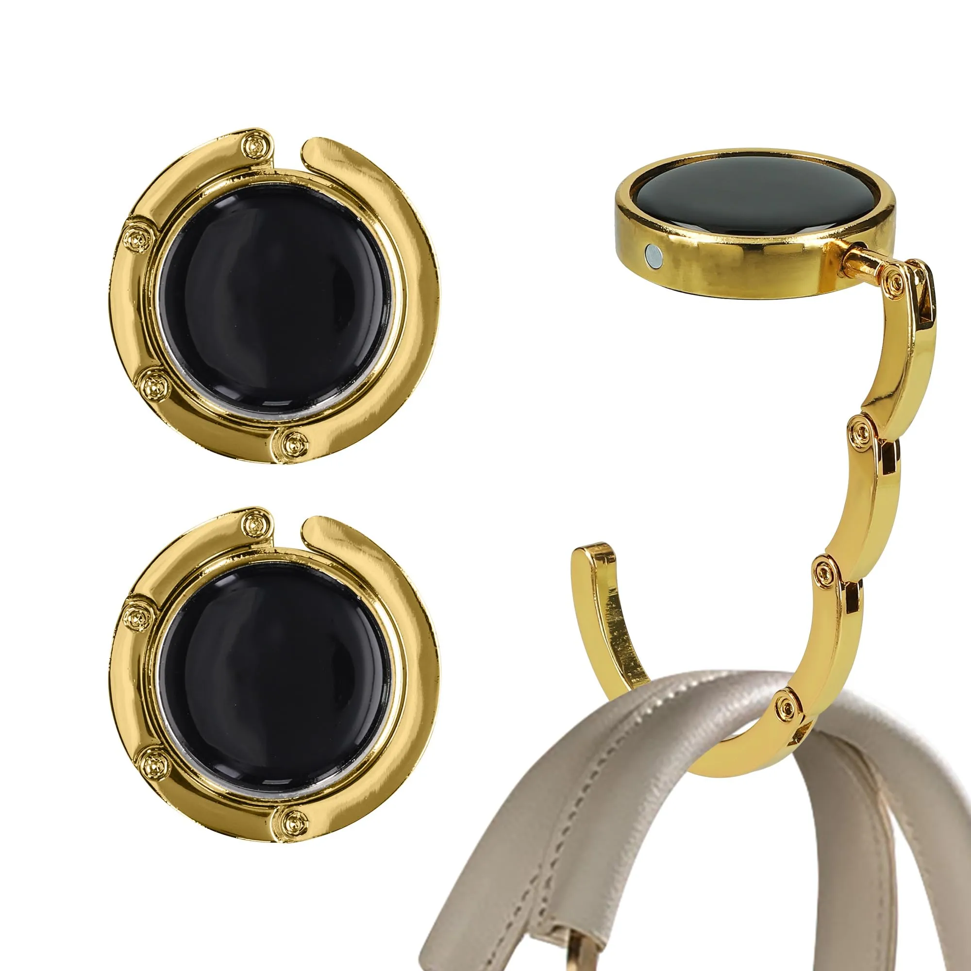 kwmobile Set 2x Gancio Borsa da Tavolo Pieghevole, Oro - immagine 1