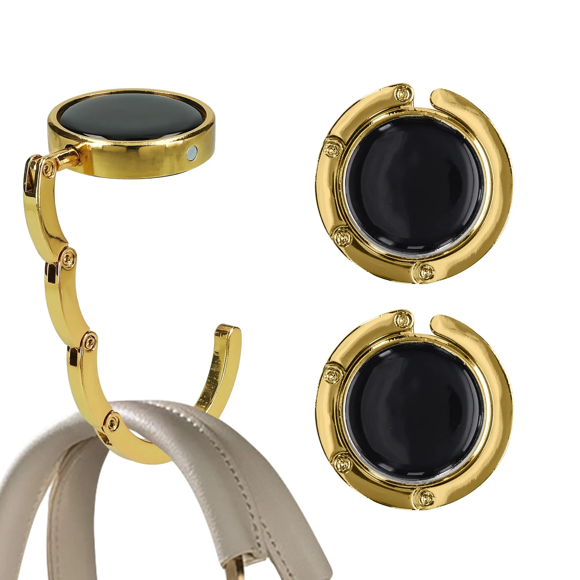 kwmobile Set 2x Gancio Borsa da Tavolo Pieghevole, Oro - immagine 8