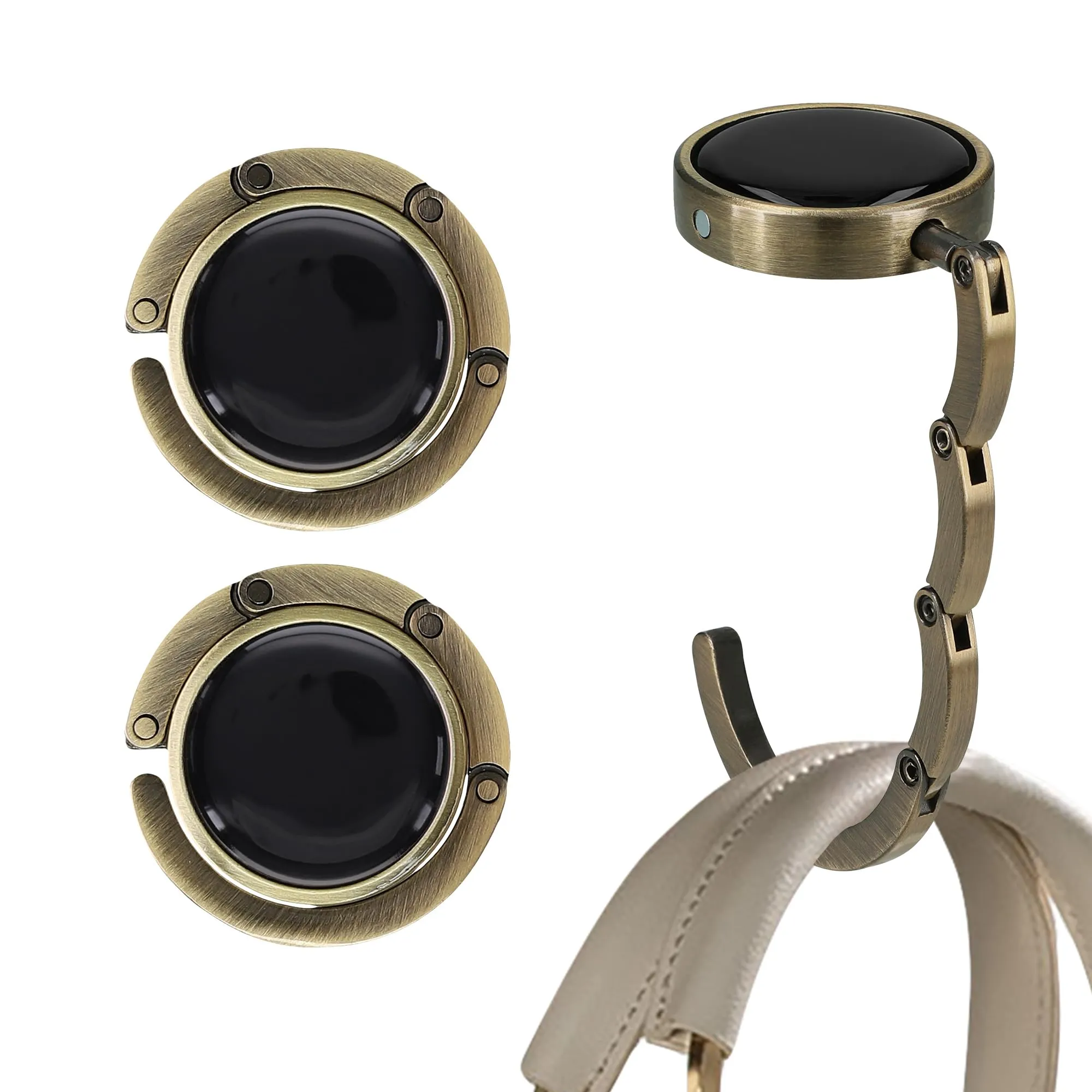 kwmobile Set 2x Gancio Borsa da Tavolo Pieghevole, Bronzo - immagine 1