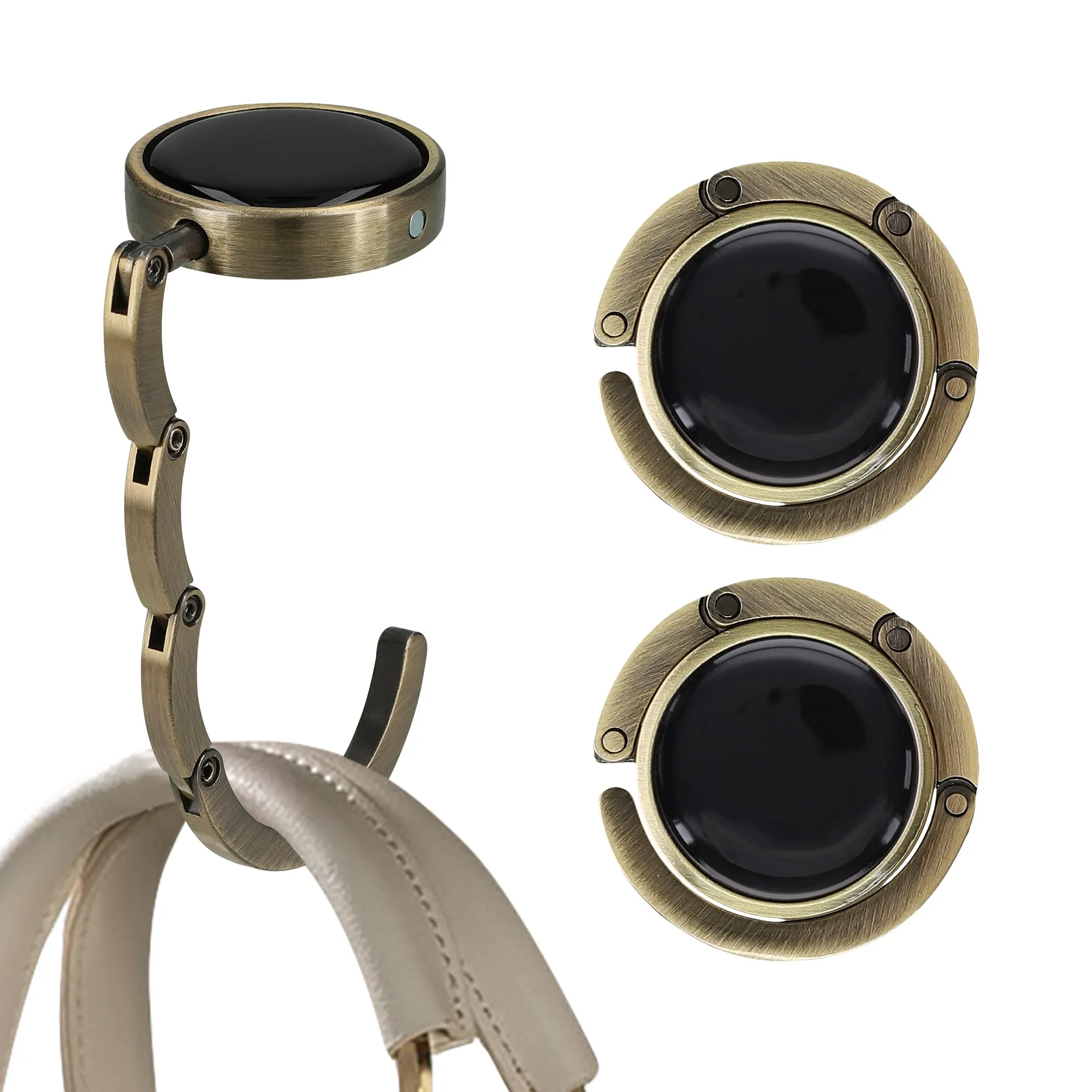 kwmobile Set 2x Gancio Borsa da Tavolo Pieghevole, Bronzo - immagine 8