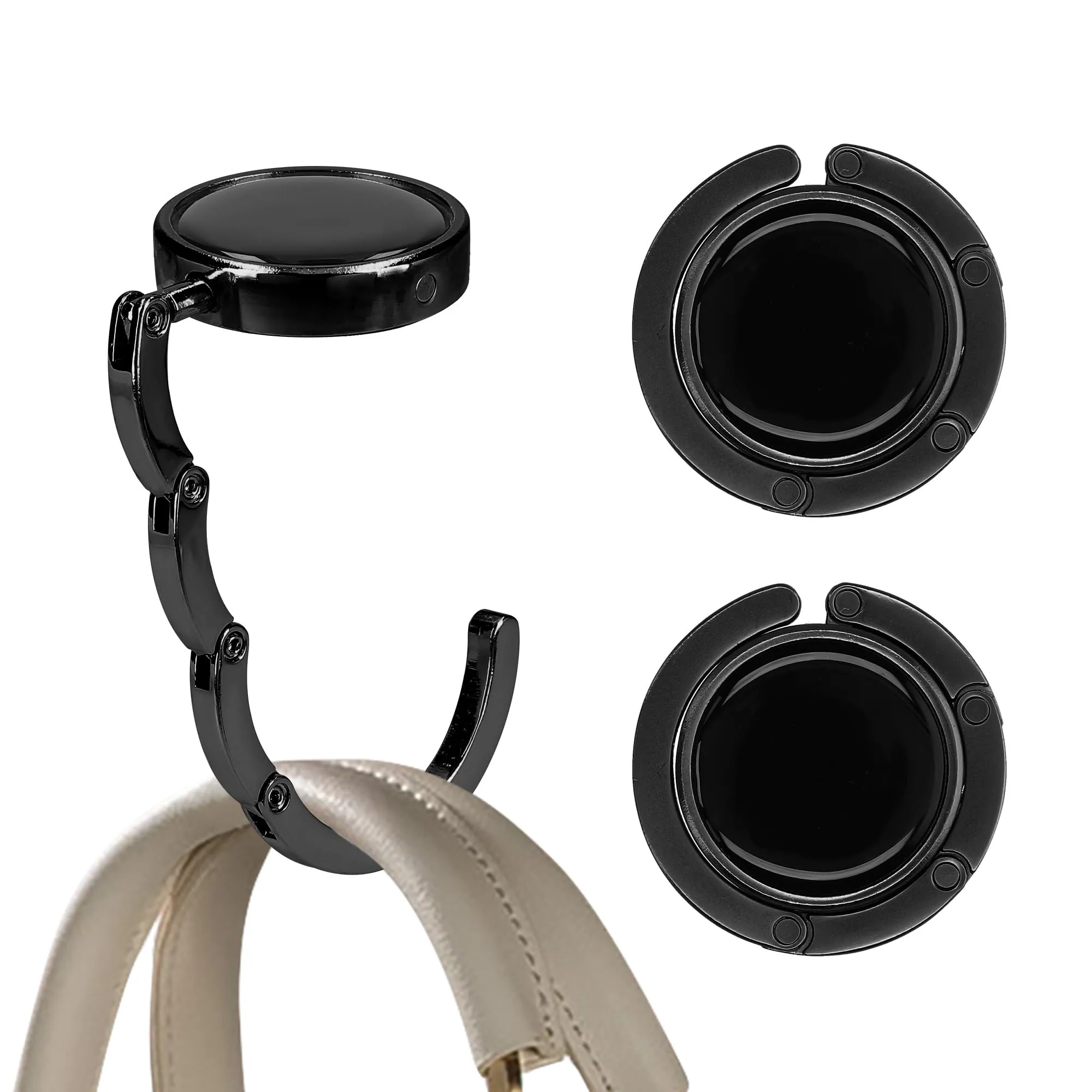 kwmobile Set 2x Gancio Borsa da Tavolo Pieghevole Antiscivolo Antigraffio, Nero - immagine 8