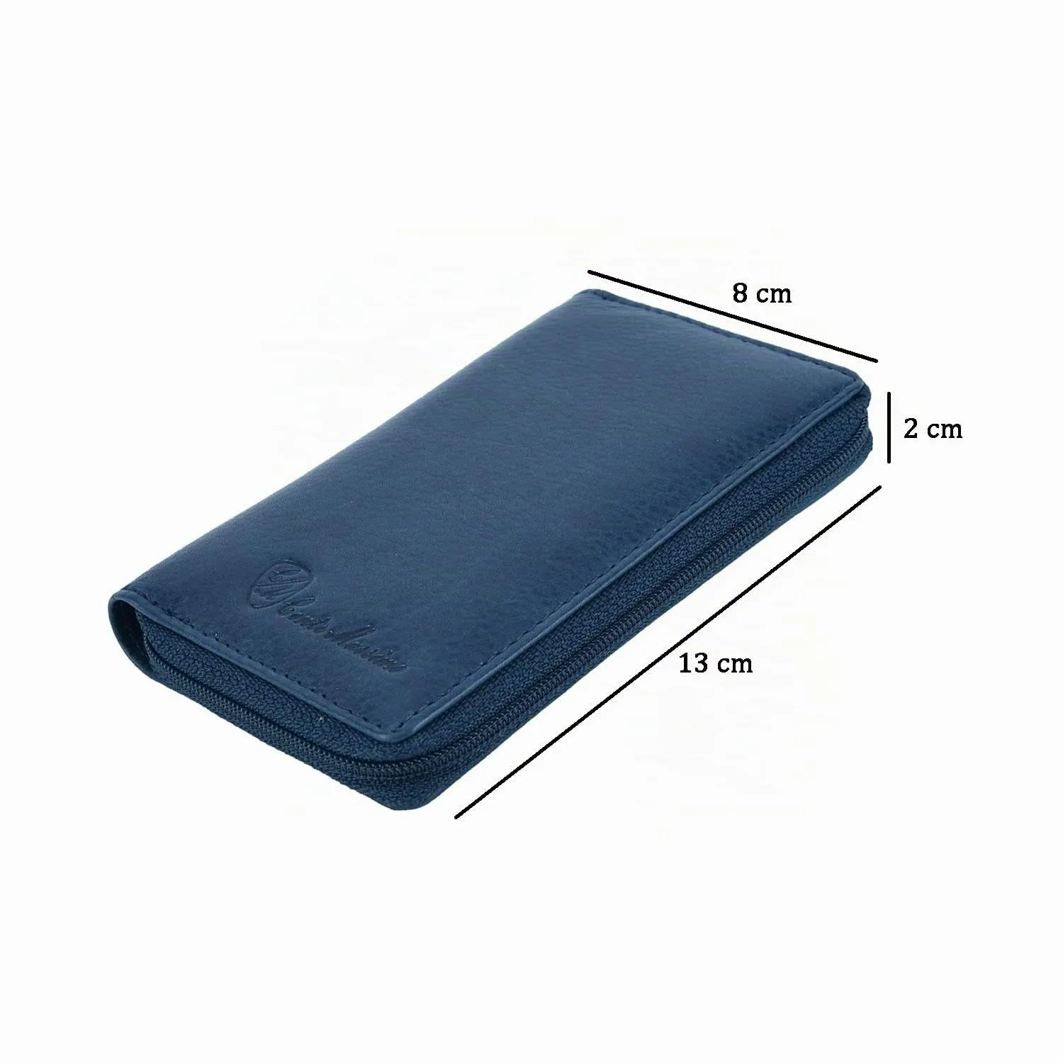 Conte Massimo Portachiavi in Vera Pelle con Cerniera, Ganci e Tasche (Blu Piccolo) - immagine 4