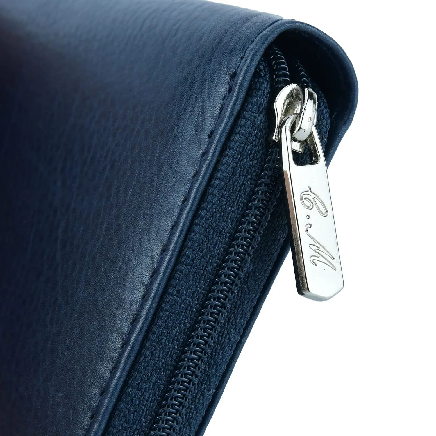 Conte Massimo Portachiavi in Vera Pelle con Cerniera, Ganci e Tasche (Blu Piccolo) - immagine 7