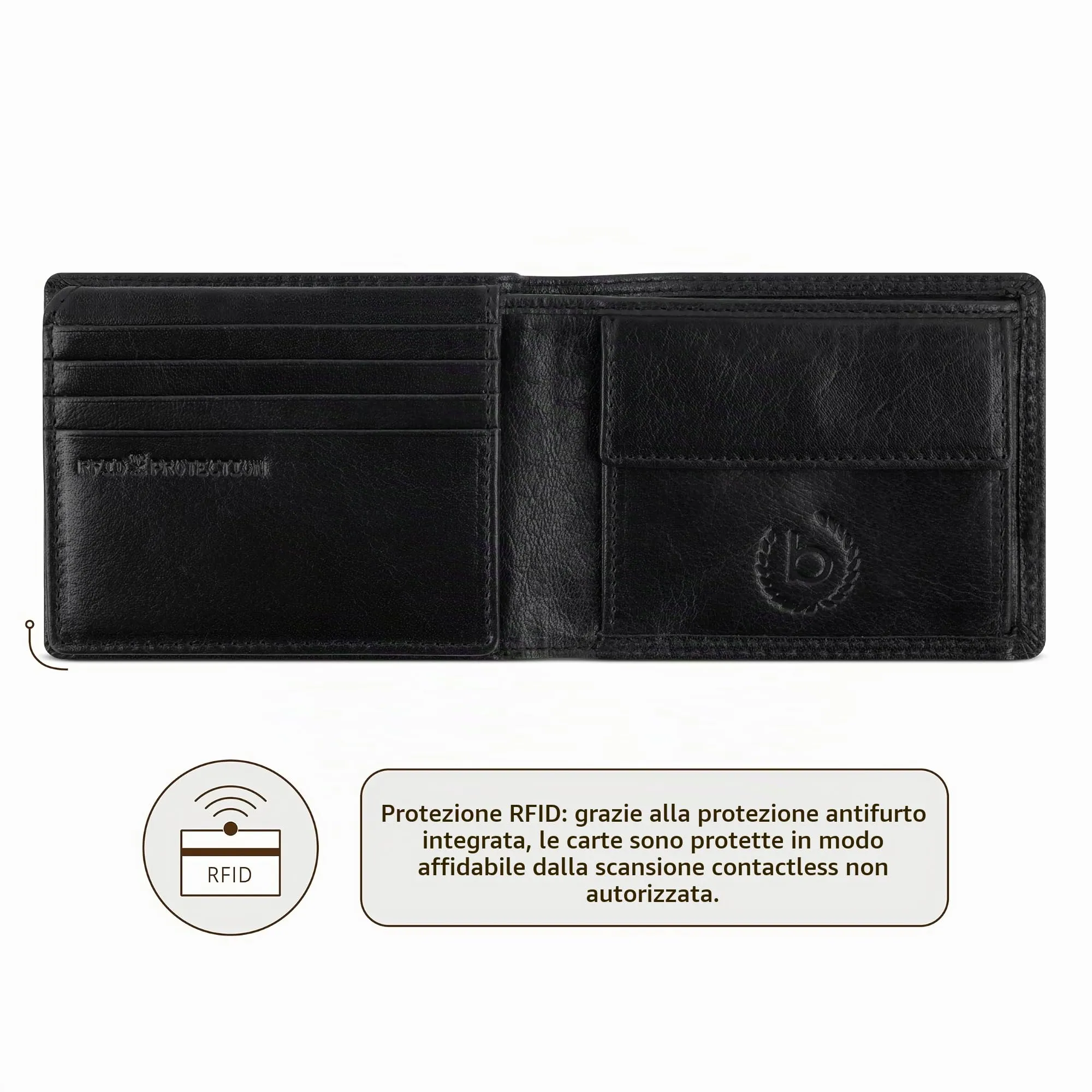 Bugatti Savona Portafoglio da uomo in pelle di bufalo con protezione RFID - Nero - immagine 4