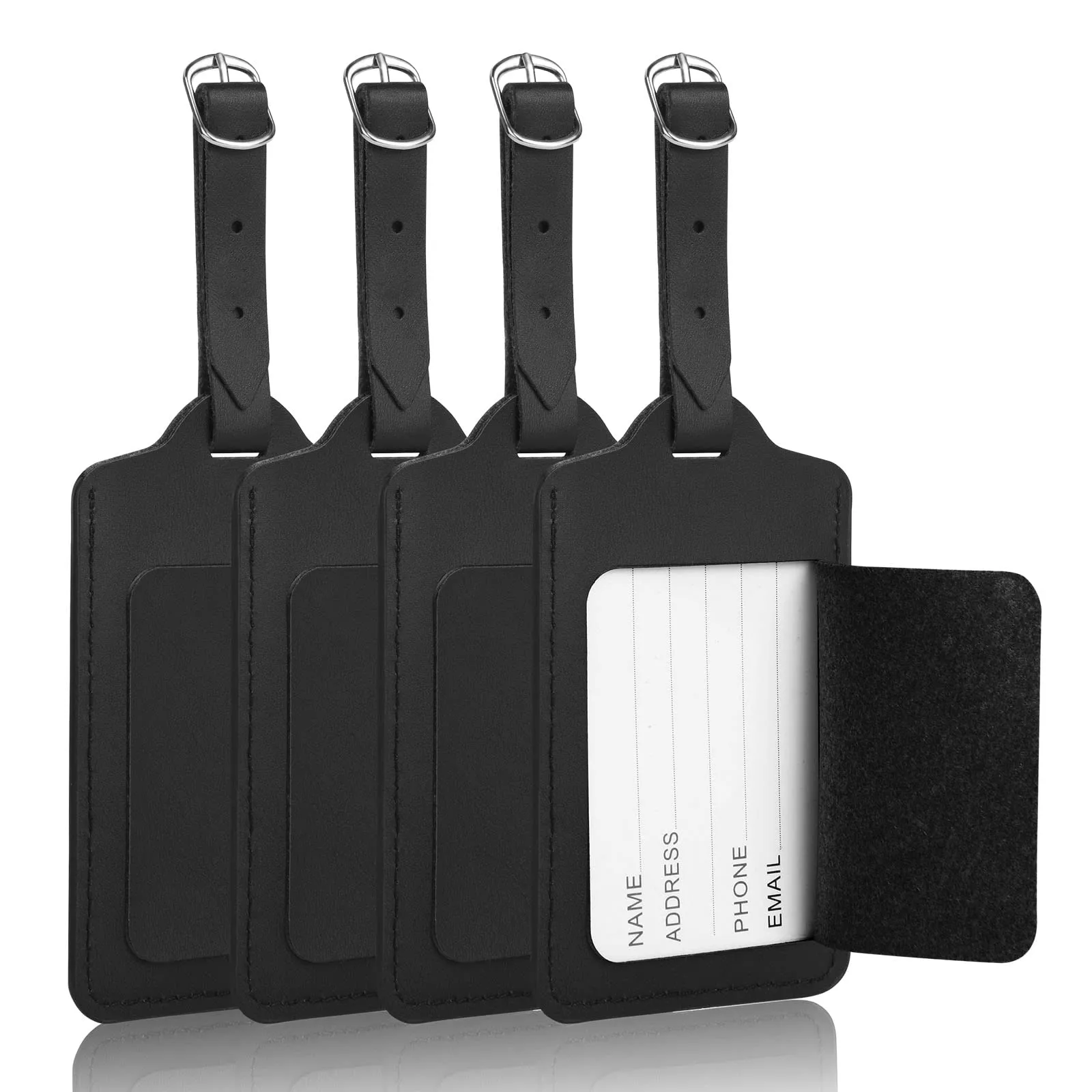 flintronic Viaggio Bagagli Tag, 4 Pezzi, Nero - immagine 1