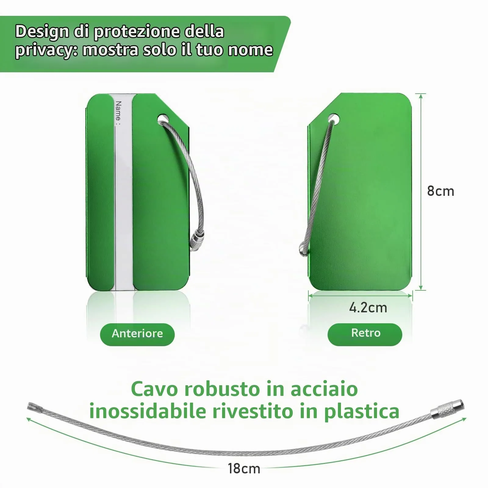 Flintronic Etichette per Valigie in Alluminio, 7 Pezzi - immagine 3