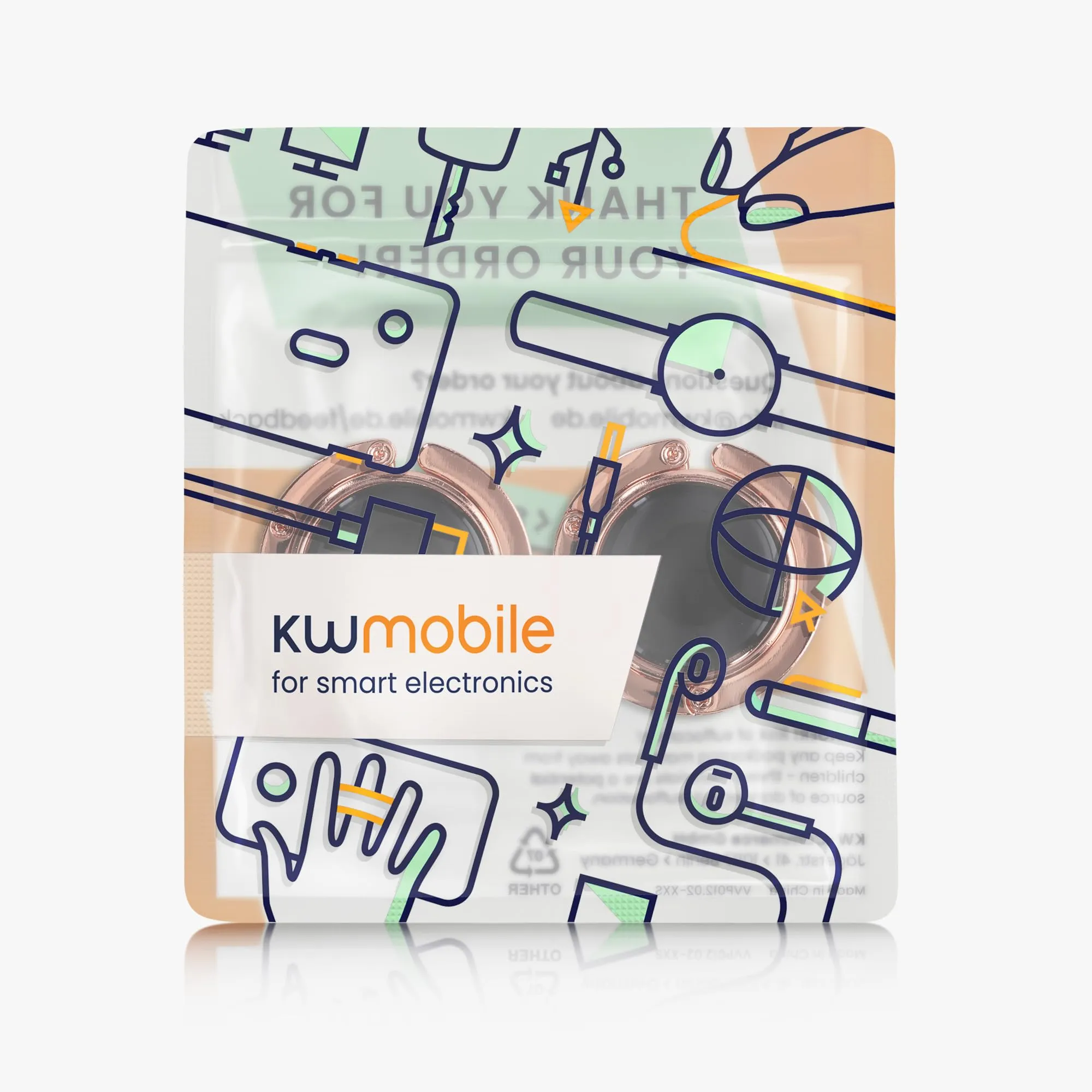 kwmobile Set 2x Gancio Borsa da Tavolo Pieghevole Antiscivolo Antigraffio - Oro Rosa - immagine 7