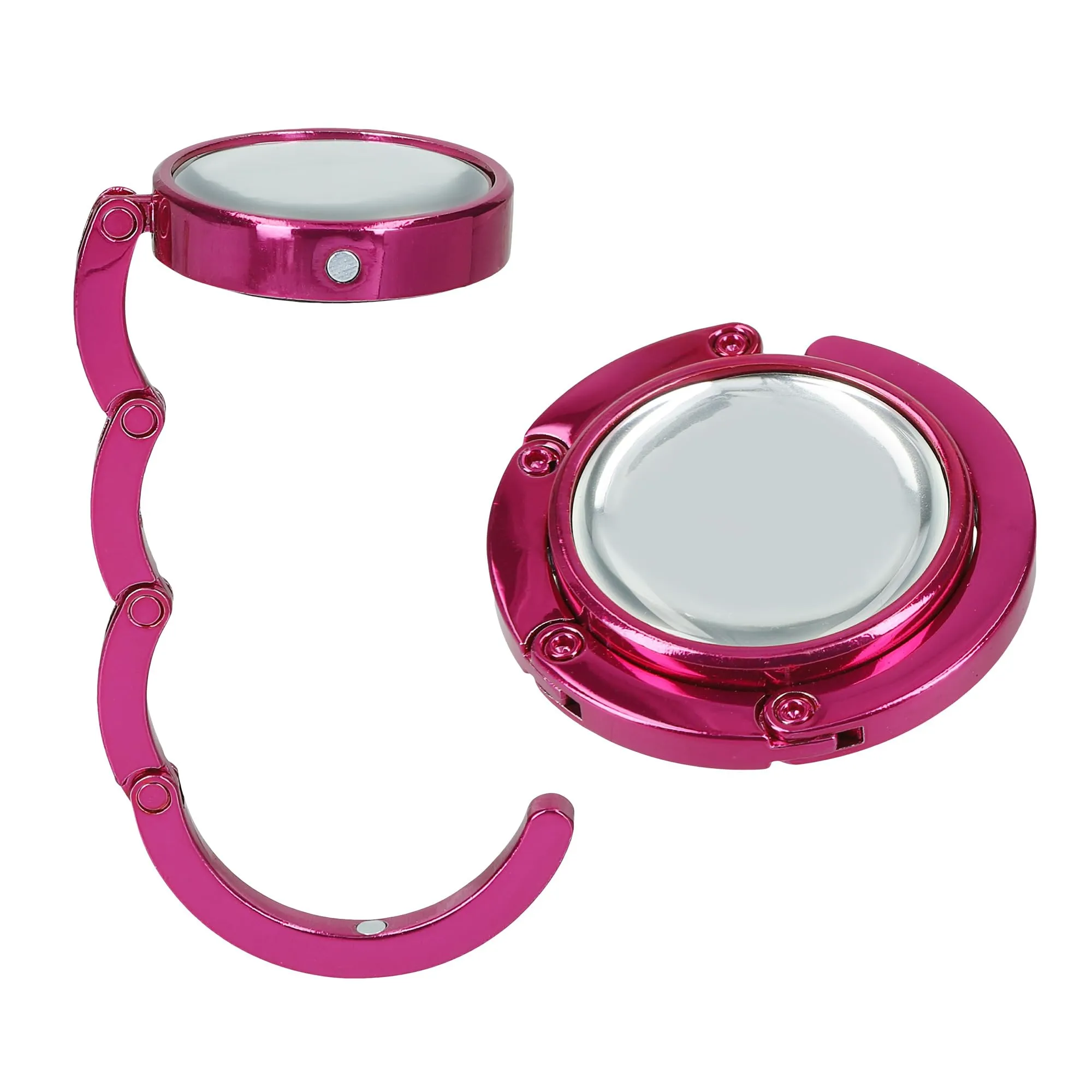 kwmobile Set 2x Gancio Borsa da Tavolo Pieghevole Antiscivolo - Fucsia - immagine 8