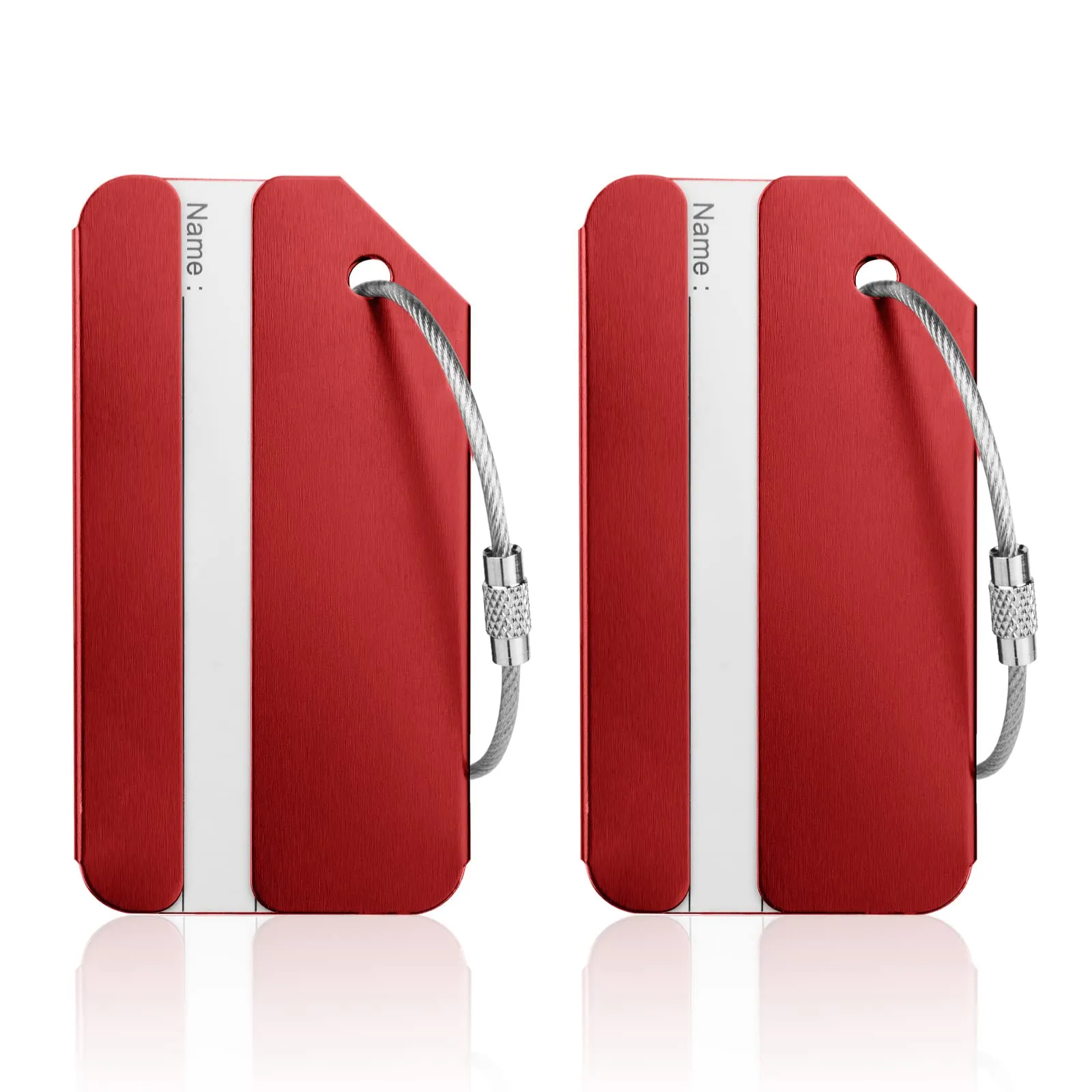 Flintronic Etichette per Valigie in Alluminio, 2 Pezzi - Rosso - immagine 8