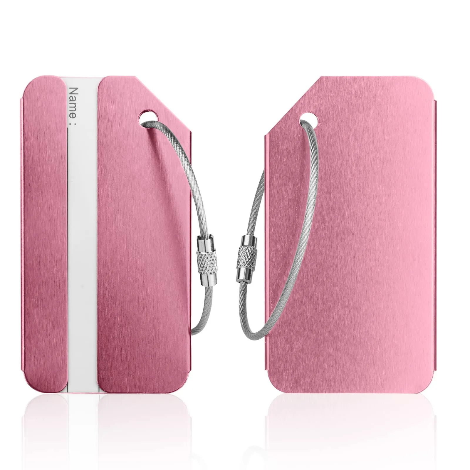 Flintronic Etichette per Valigie in Alluminio, 2 Pezzi, Rosa - immagine 1