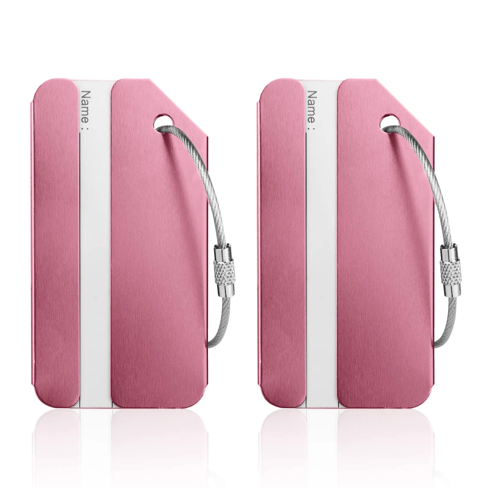 Flintronic Etichette per Valigie in Alluminio, 2 Pezzi, Rosa - immagine 8