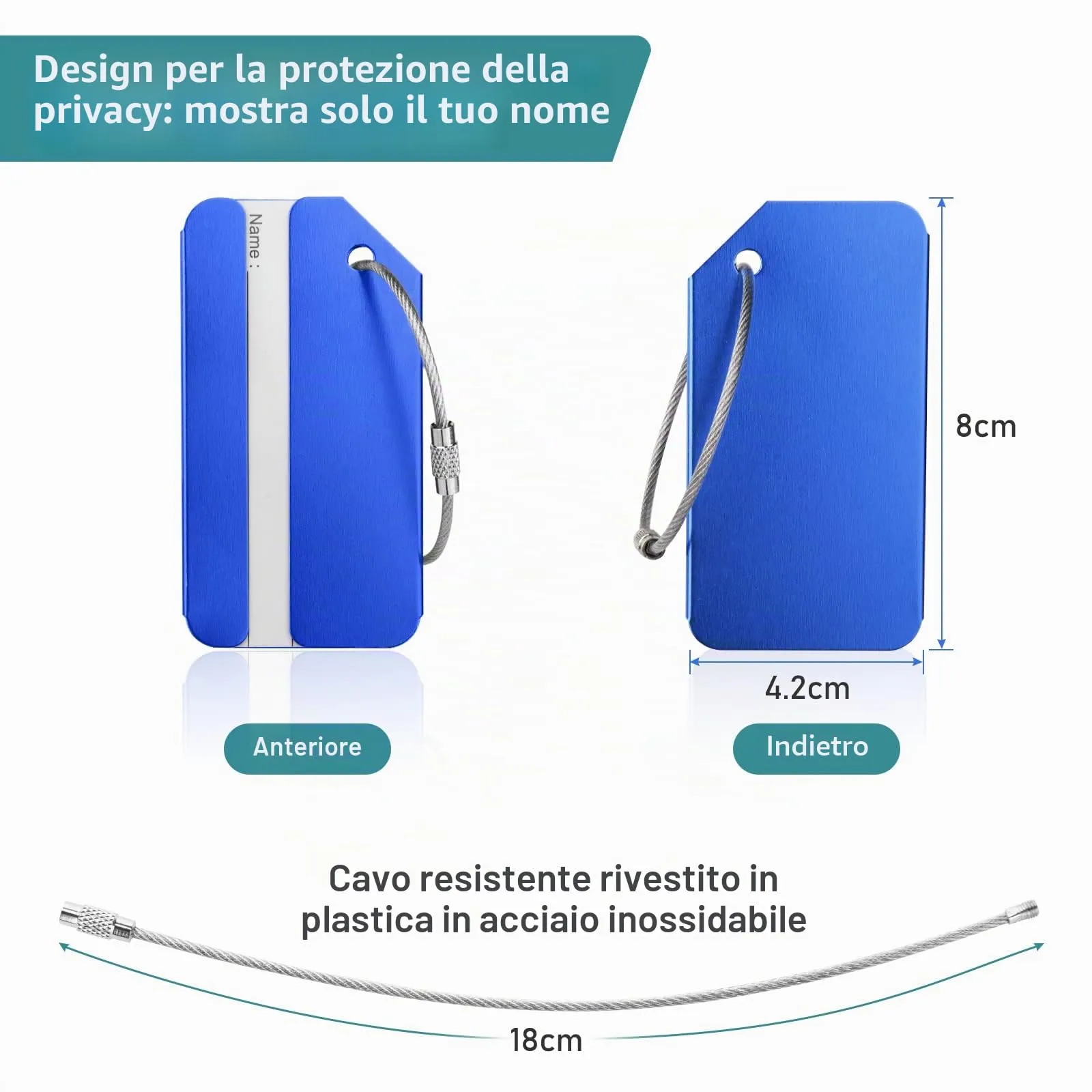 Flintronic Etichette per Valigie in Alluminio, 4 Pezzi - immagine 2