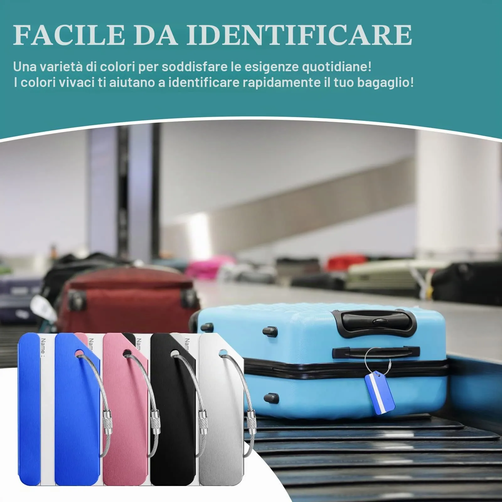 Flintronic Etichette per Valigie in Alluminio, 4 Pezzi - immagine 7