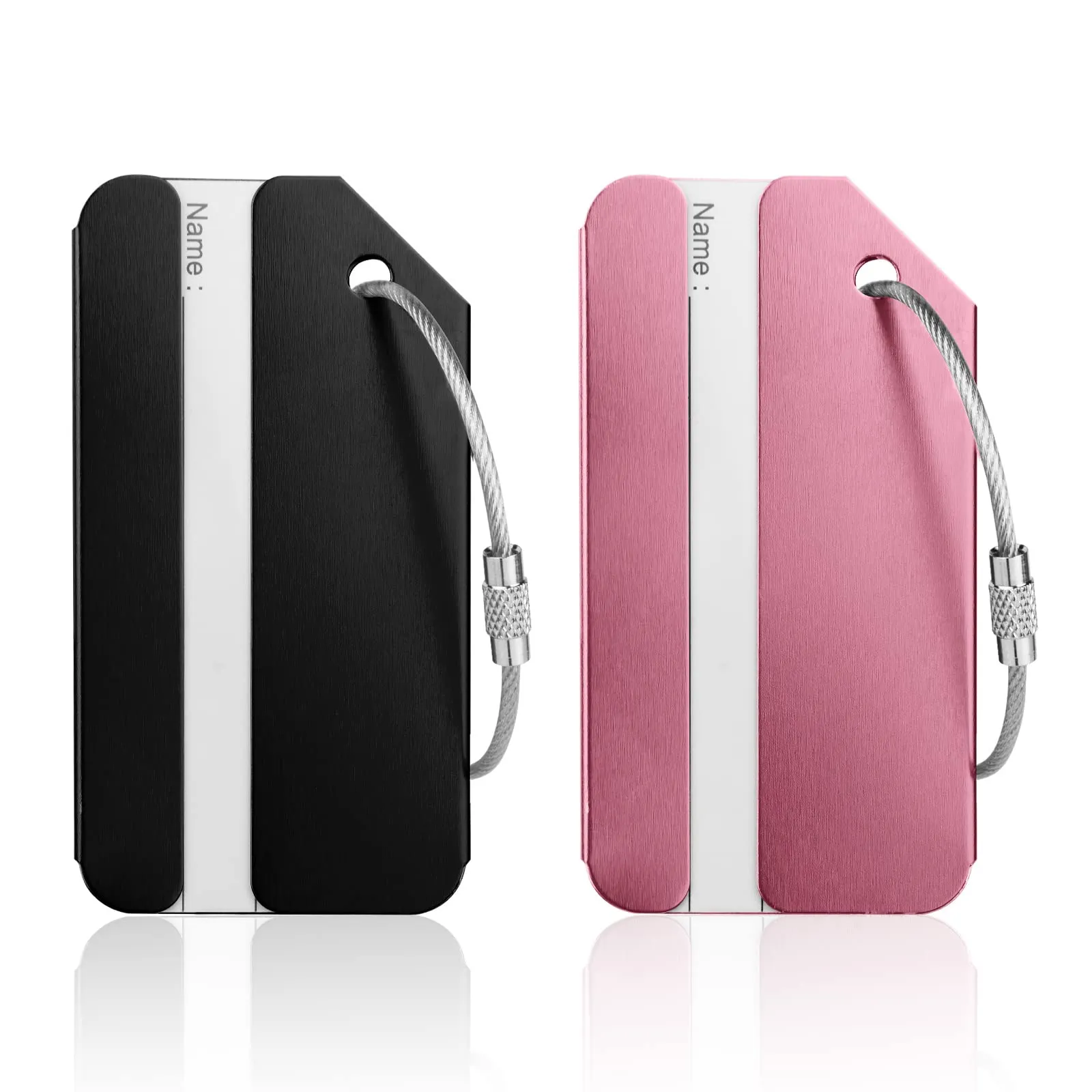 Flintronic Etichette Valigia in Alluminio, 2 Pezzi, Nero e Rosa - immagine 8