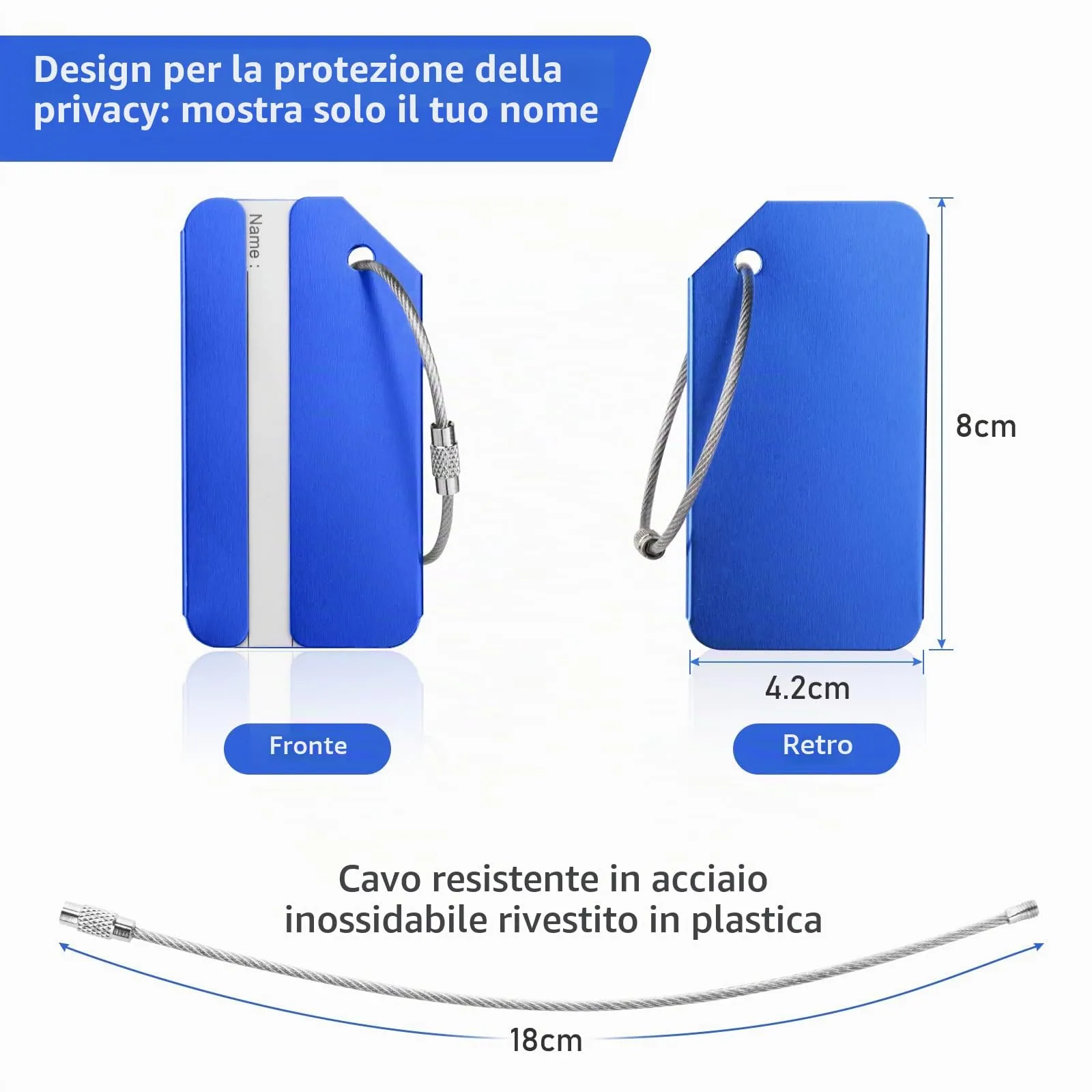 Flintronic Etichette per Valigie in Alluminio, 5 Pezzi - immagine 2