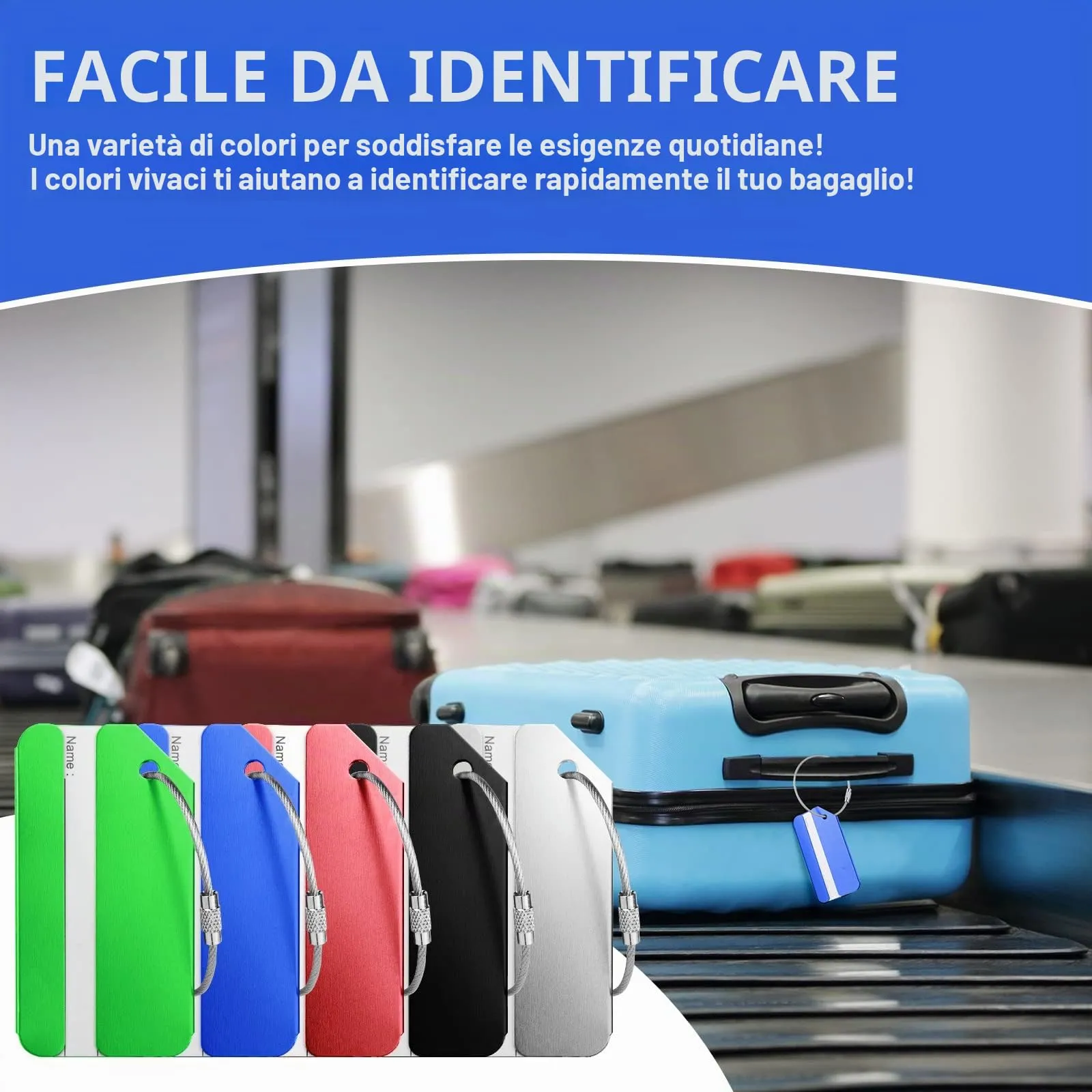 Flintronic Etichette per Valigie in Alluminio, 5 Pezzi - immagine 6