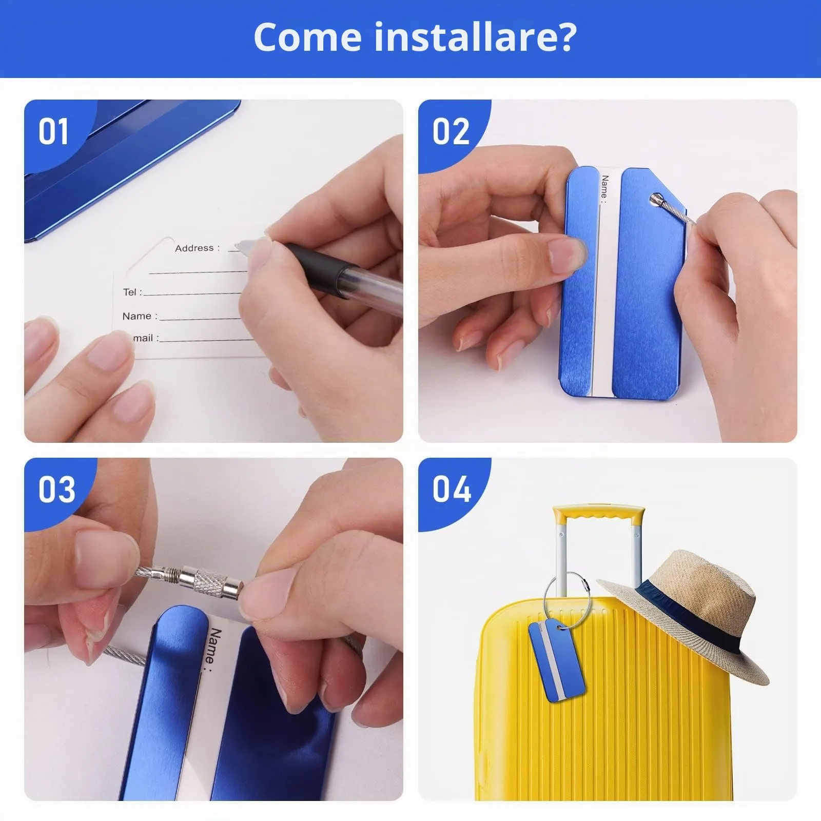 Flintronic Etichette per Valigie in Alluminio, 5 Pezzi - immagine 7