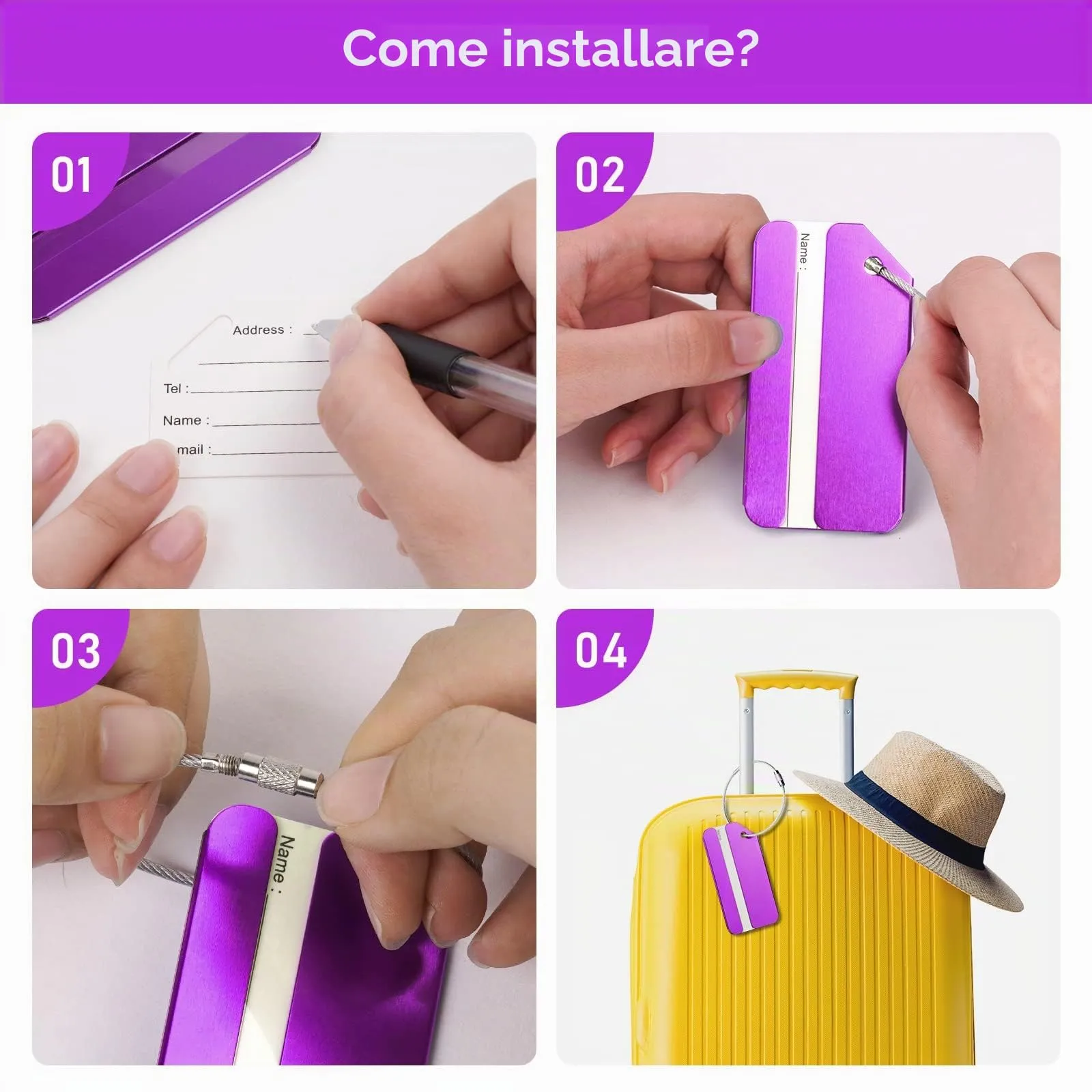 Flintronic Etichette per Valigie in Alluminio, 5 Pezzi - immagine 7