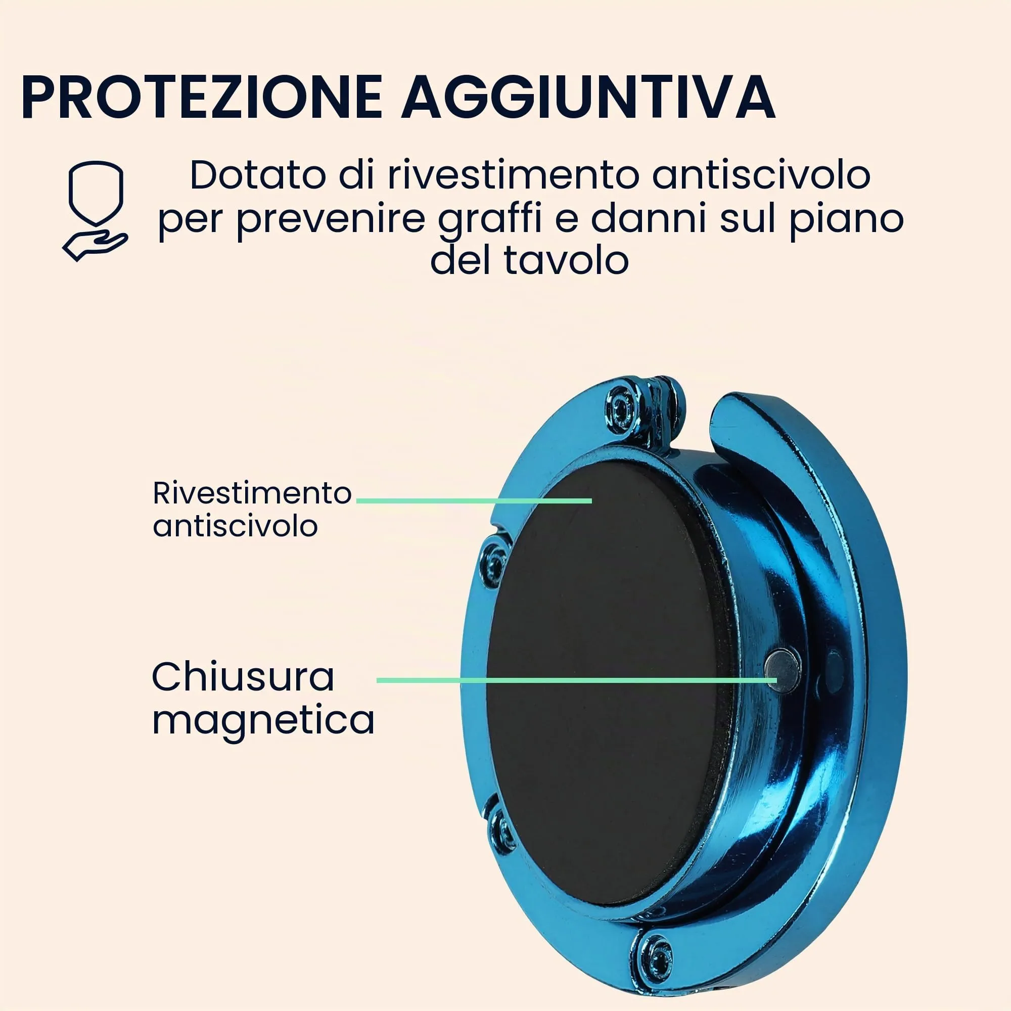 kwmobile Set 2x Gancio Borsa da Tavolo Pieghevole Antiscivolo, blu scuro/nero - immagine 5