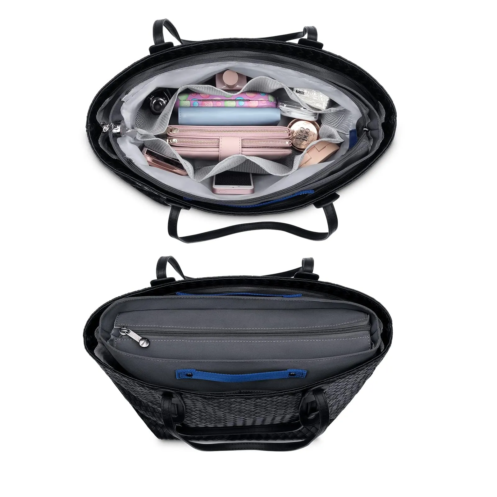 HyFanStr Organizer da Borsa Donna in Poliestere Impermeabile con Chiusura Cerniera e Portachiavi, Grigio scuro (S) - immagine 4