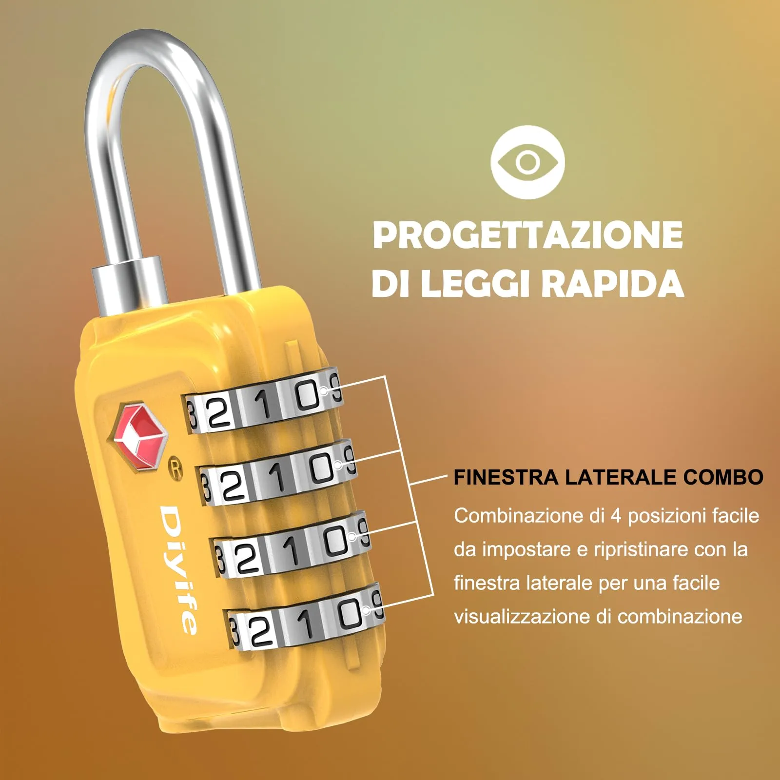 Diyife Lucchetto TSA per Valigia, 2 Pezzi, 4 Cifre - immagine 2
