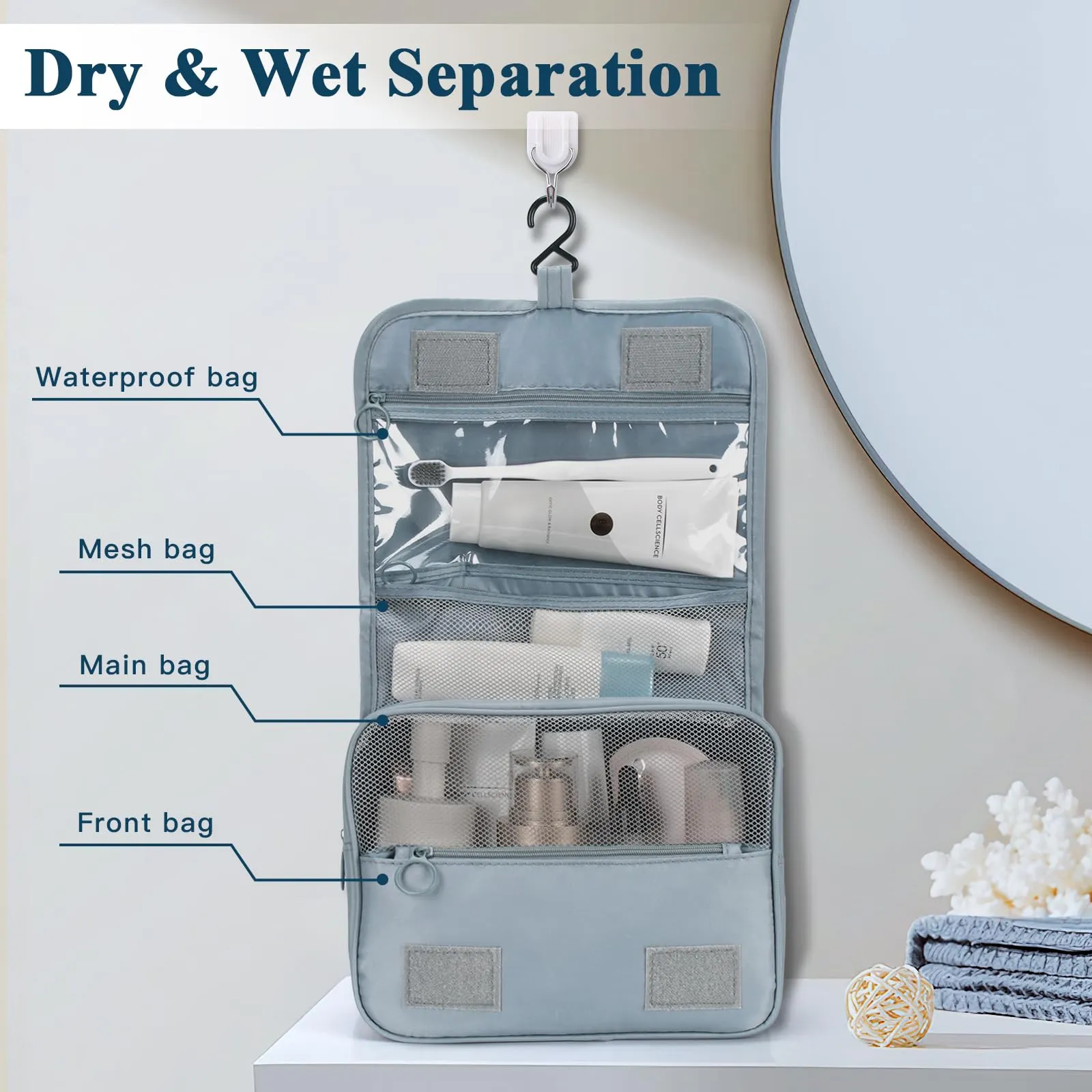 Zivacate Borsa da Toilette da Appendere Impermeabile - immagine 3