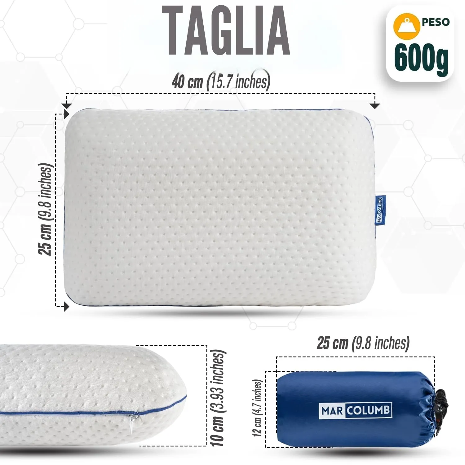 Marcolumb Cuscino da viaggio in memory foam con federa termoregolante e borsa impermeabile - Nero - immagine 3