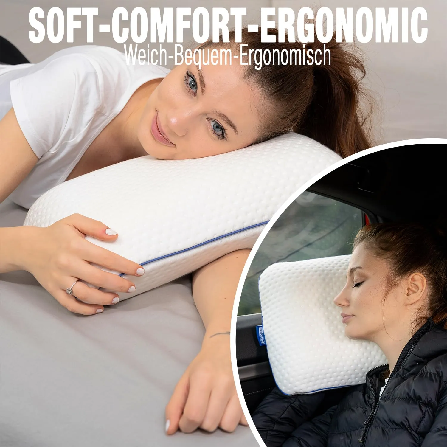 Marcolumb Cuscino da viaggio in memory foam con federa termoregolante e borsa impermeabile - Nero - immagine 8