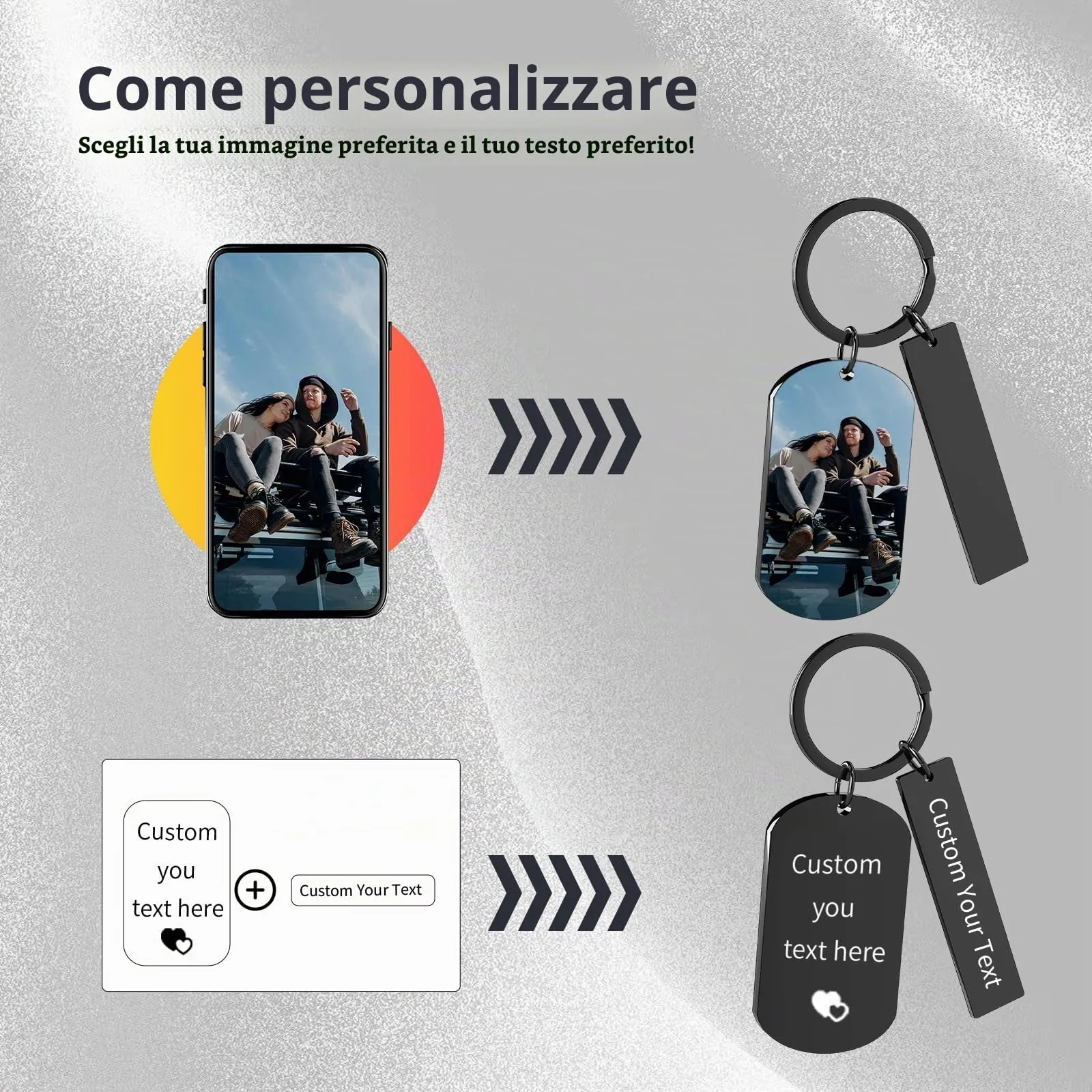 Customaster Portachiavi Personalizzato con Foto Double Face - immagine 3
