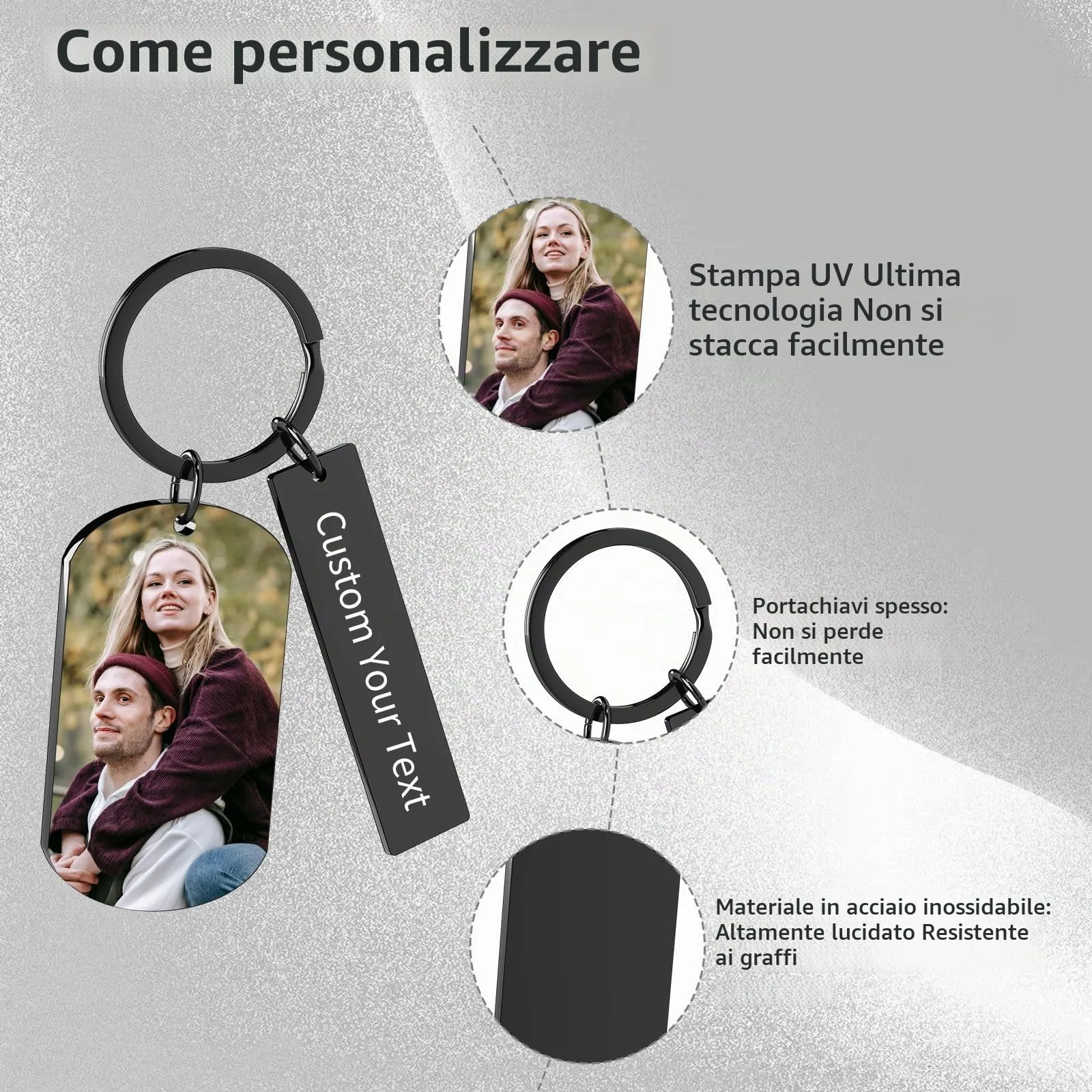 Customaster Portachiavi Personalizzato con Foto Double Face - immagine 4