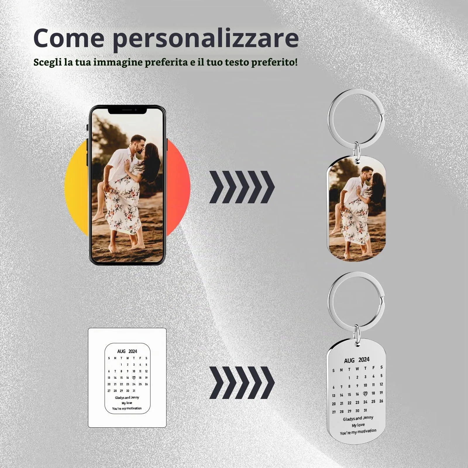 Customaster Portachiavi Personalizzato Con Foto Double Face - immagine 3