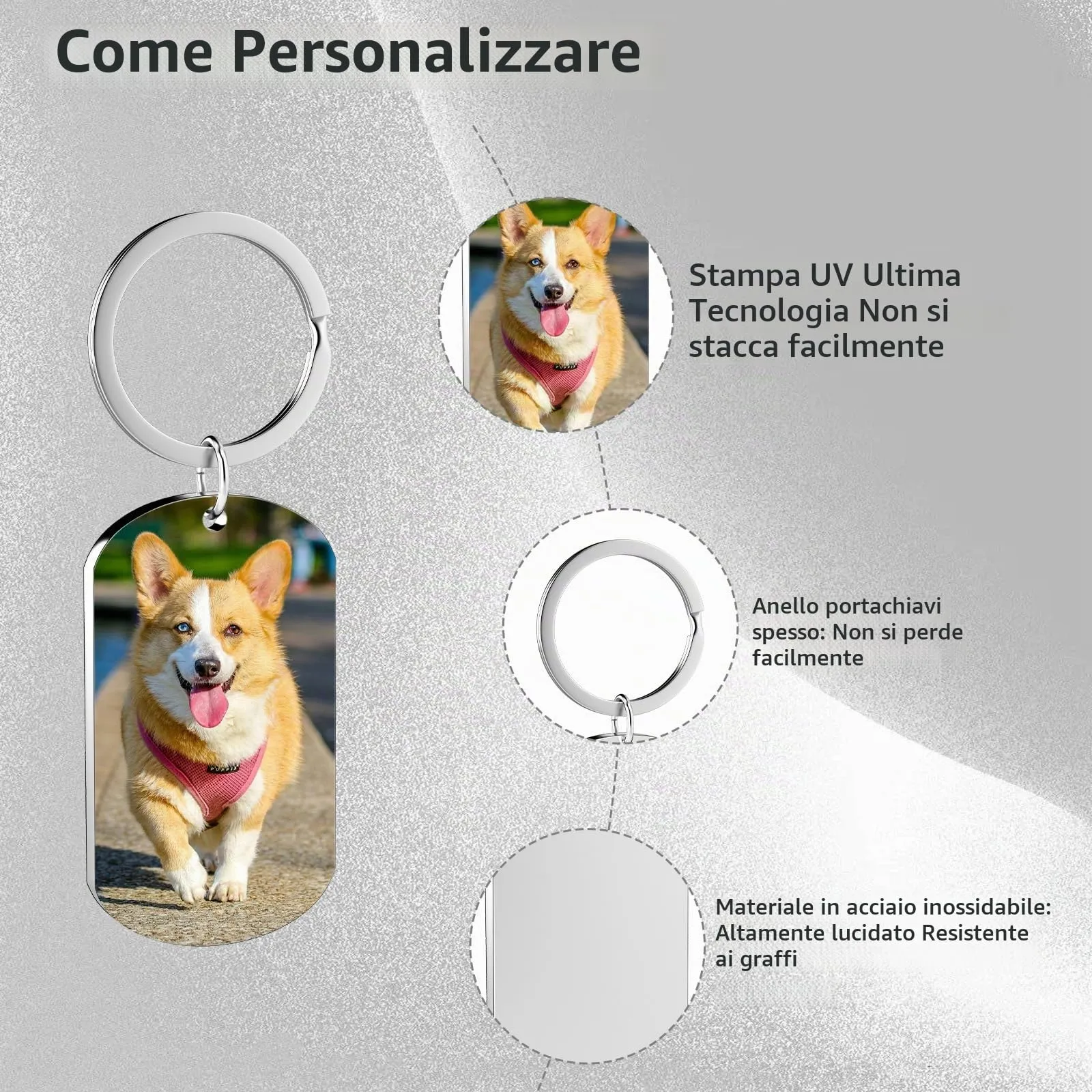 Customaster Portachiavi Personalizzato Con Foto Double Face - immagine 4